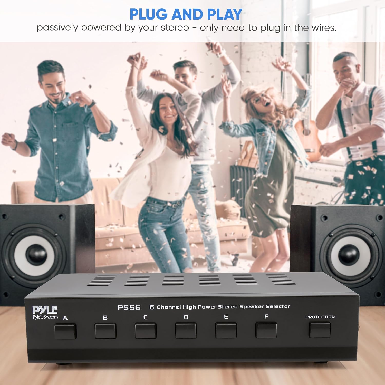PYLE PSS6 Home 6-Channel High Power Stereo Speaker Selector, Black