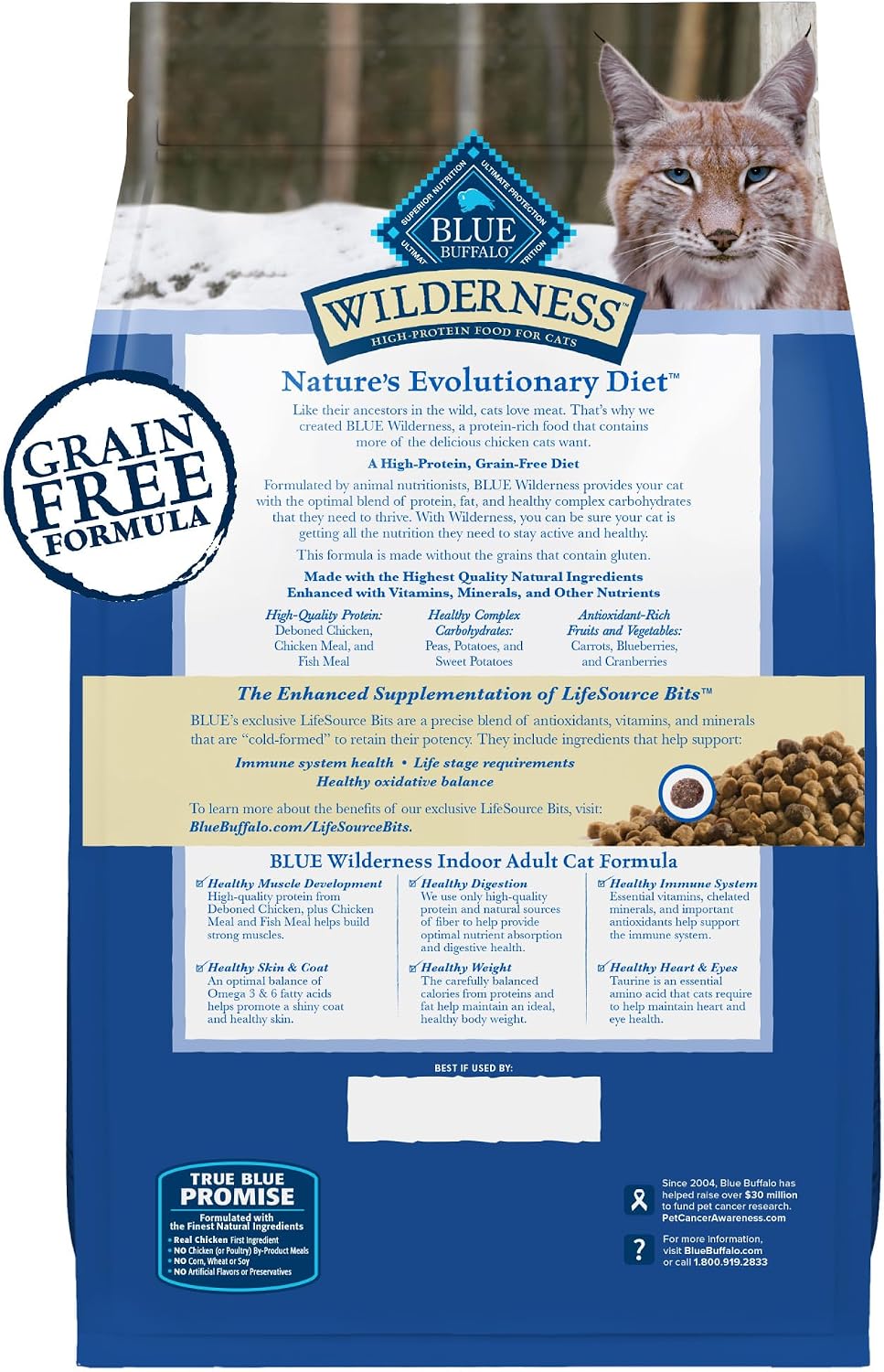 Blue Buffalo Wilderness Chicken Adult Indoor Dry Cat Food, Grain-Free, 5 lb | High Protein, Real Chicken #1 Ingredient