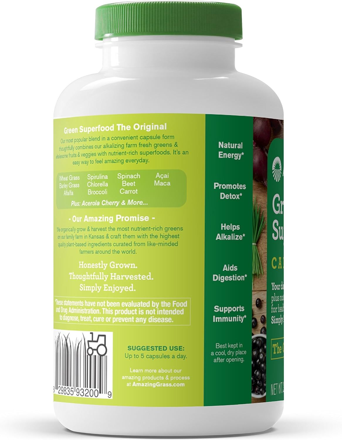 Amazing Grass Super Greens Powder Original, 60 Servings, 16.9 oz | Organic Greens Superfood Powder with Spirulina, Beet Root, Probiotics & Digestive Enzymes to Support Digestion