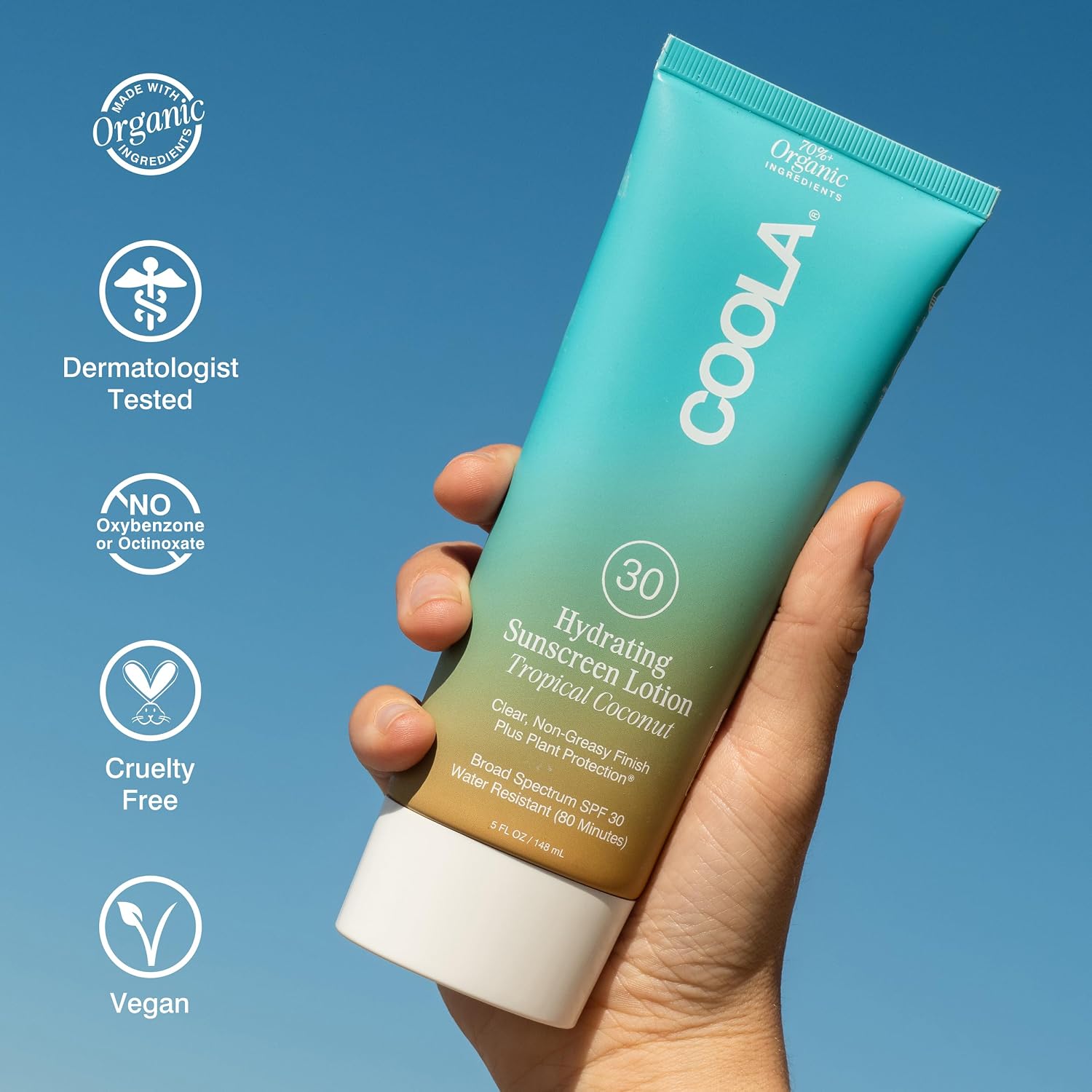 COOLA Organic Sunscreen SPF 30 Sunblock Body Lotion, Dermatologist Tested Skin Care For Daily Protection, Vegan And Gluten Free, 5 Fl Oz