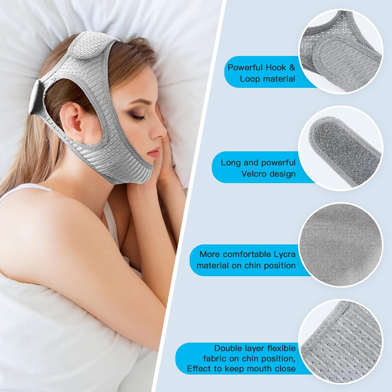 Vosaro Anti Snoring Chin Strap for Men & Women, Black