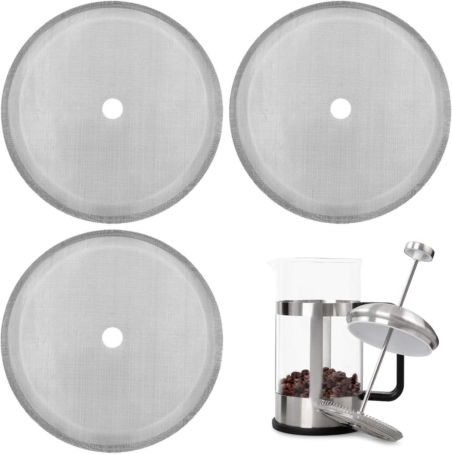 Boao 3 Packs French Press Replacement Cafetiere Filter Mesh Screen