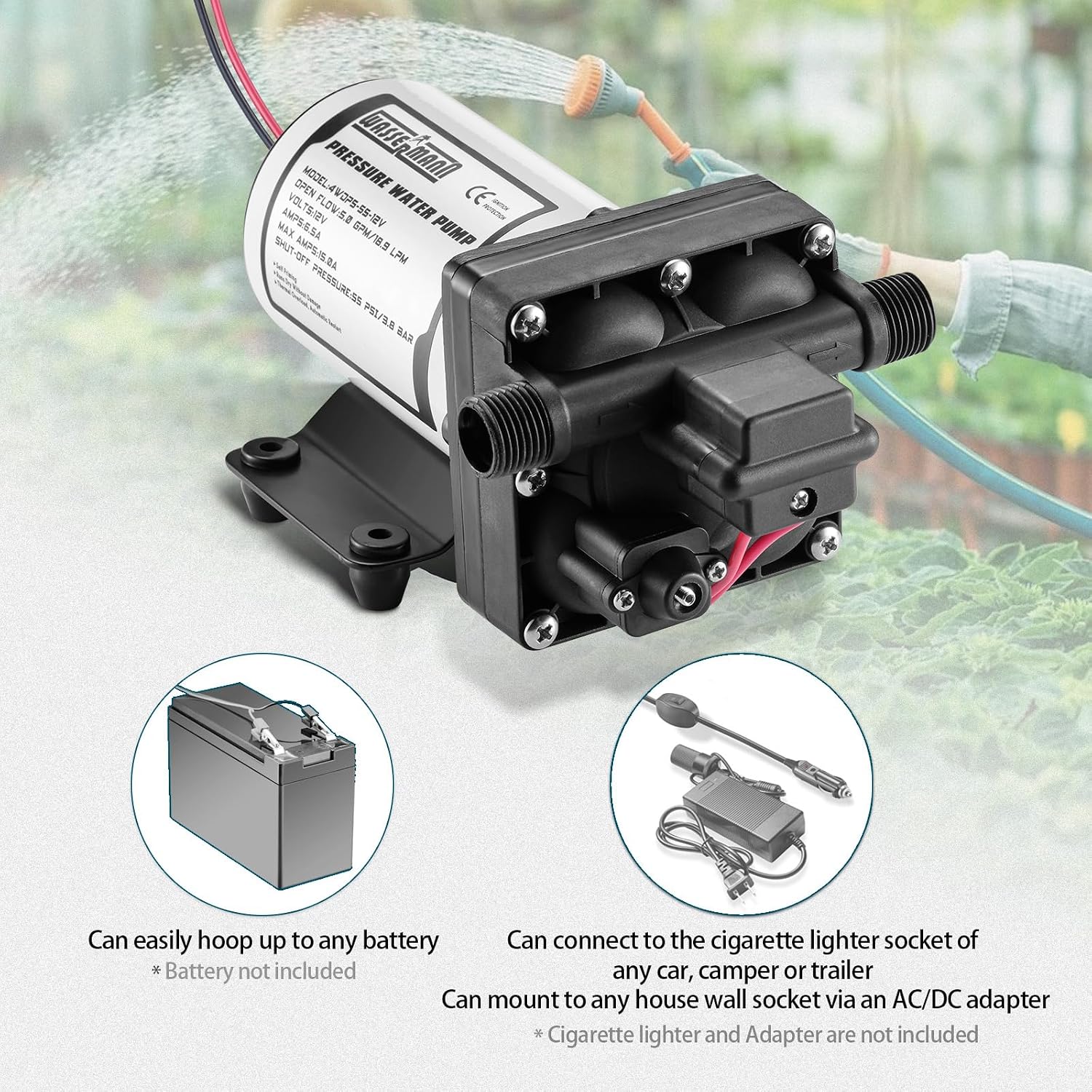 RV Water Pumps 115V AC Pressure Pump with Pressure Switch, Self-priming Water Pump 4.0GPM 45PSI, Fresh Water Pump for RV, Kitchen Barthroom Camping Marine Yacht Garden Diaphragm Pump115volt