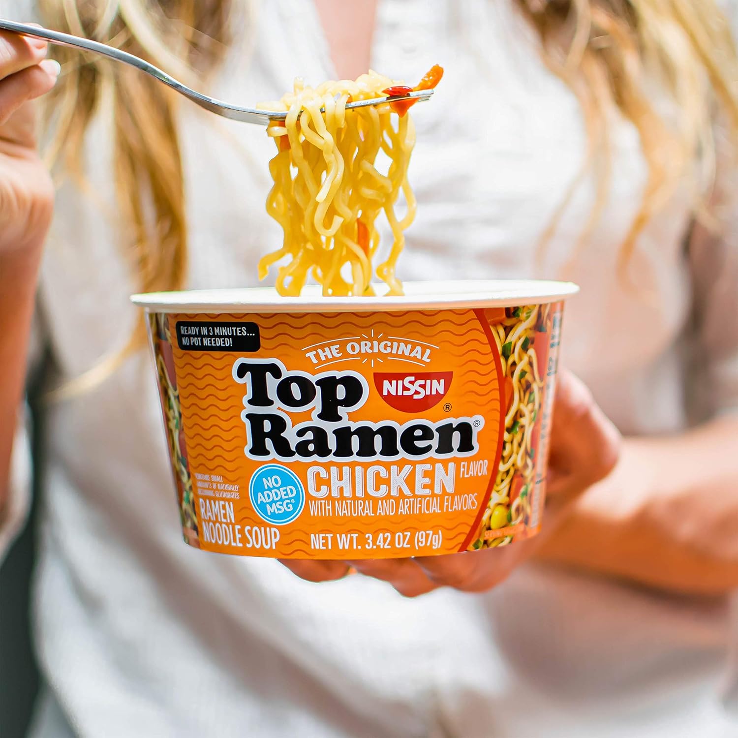 Nissin Top Ramen Noodle Soup, Chicken, 3 Ounce (Pack of 24) | Quick, convenient meal ready in minutes with just hot water.