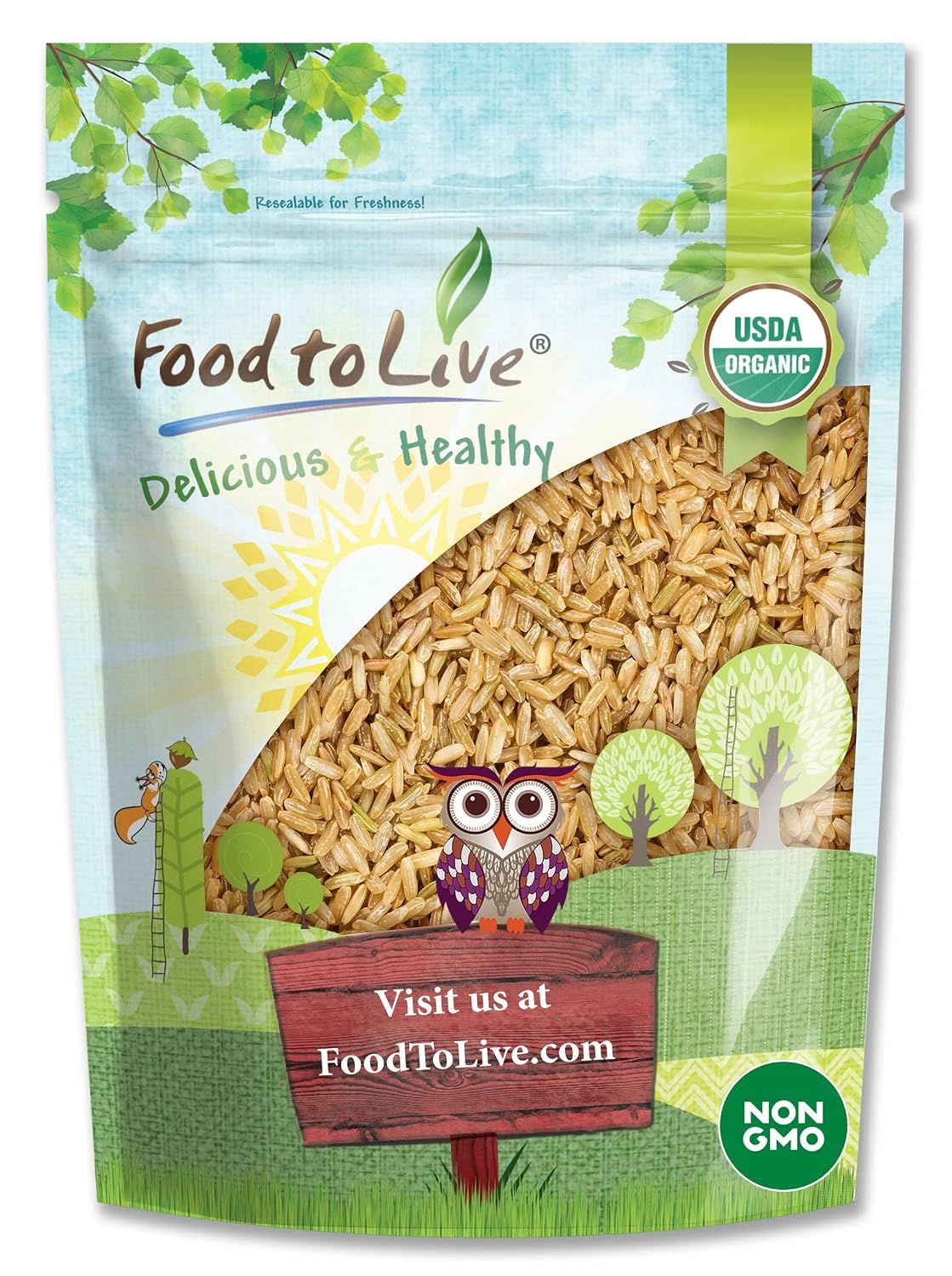 Food to Live Organic Brown Basmati Rice, 20 Pounds Non-GMO, Whole Long-Grain Rice Variety, Fragrant, Kosher, Vegan, Bulk. Less Starch Content. High in Dietary Fiber. Great for Making Stir-Fries