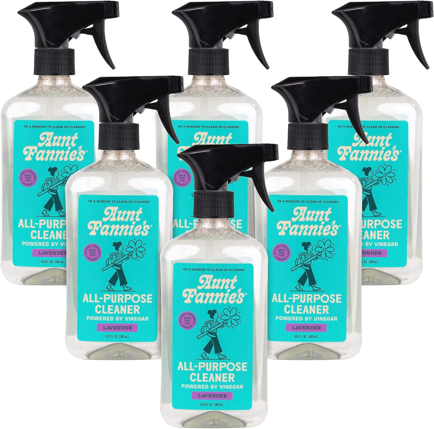 Aunt Fannie's All Purpose Vinegar Cleaner Spray, Lavender, Pack of 1 | Cuts Grease & Grime, No Harsh Residue, Safe for Kitchens Bathrooms Windows Counters & Sealed Areas, Kid and Pet Safe