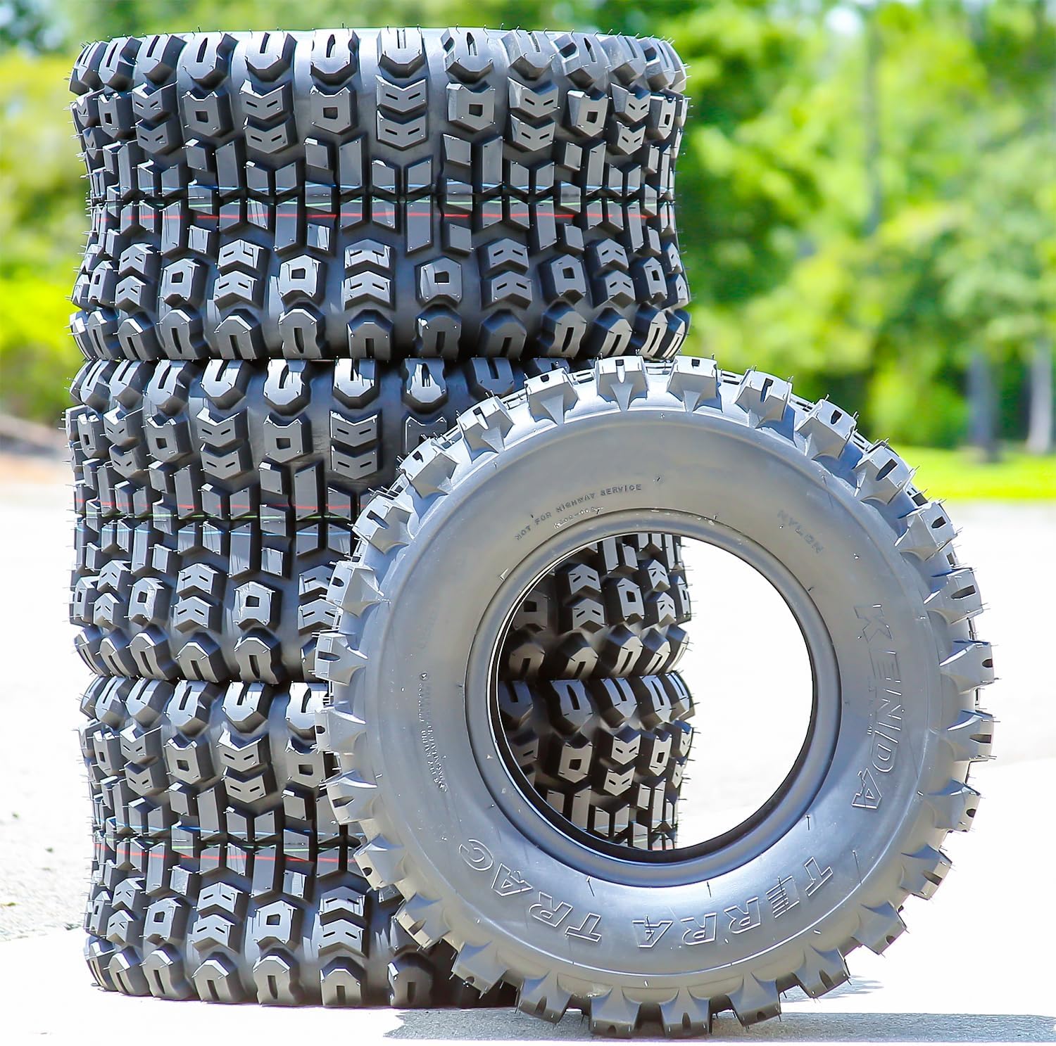 Kenda Terra Trac Front/Rear 6 Ply 22-11.00-10 K502 Lawn & Garden/Turf Tire | ATV & UTV All Terrain All Season Traction 102A3 Rated 6 Ply Bias Construction Black Sidewall Tire