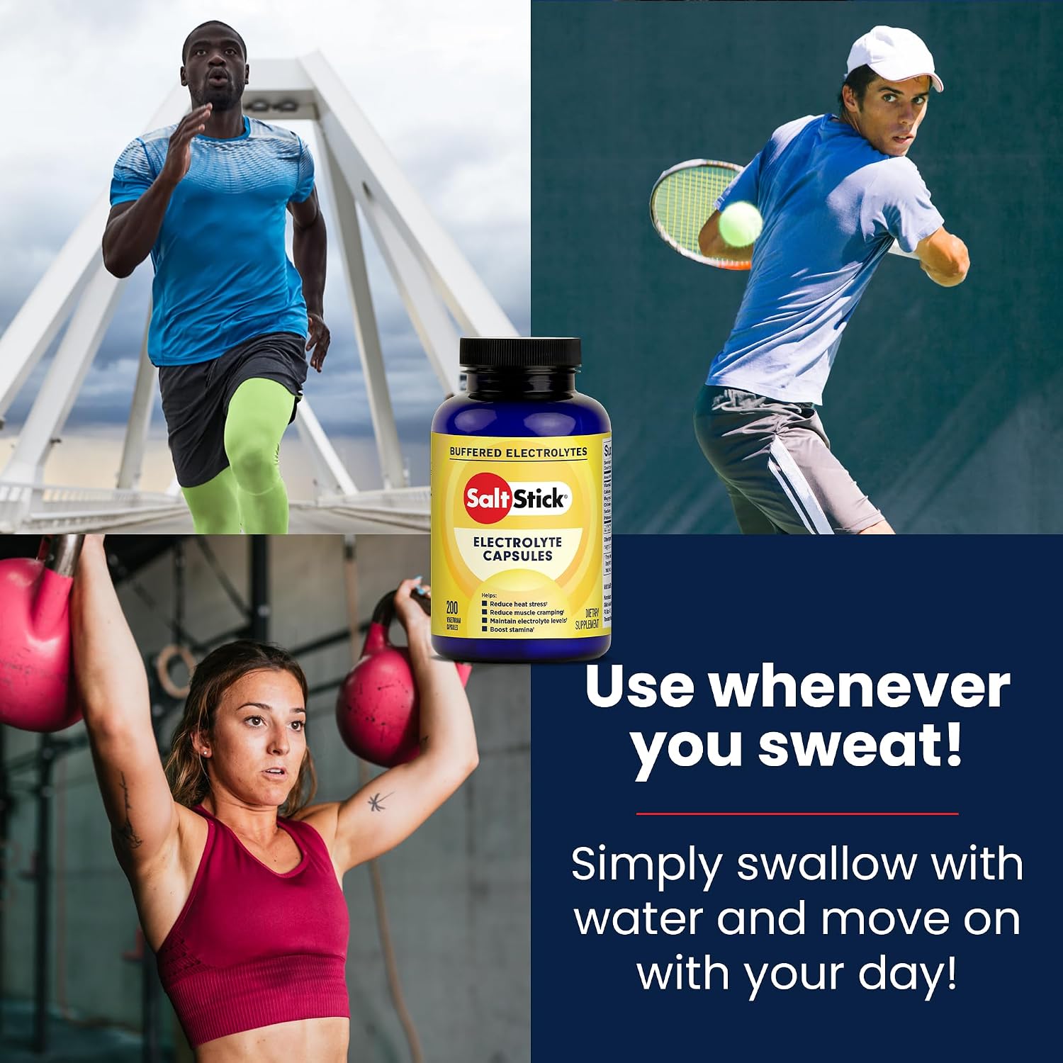SaltStick Electrolytes with Caffeine - Salt Pills and Electrolytes for Running, Hydration, Leg Cramps Relief, Sports Recovery, Hiking Essentials - Salt, Magnesium, Potassium, Vitamin D3 - 100 Count | Electrolyte capsules to replace what you lose in sweat…