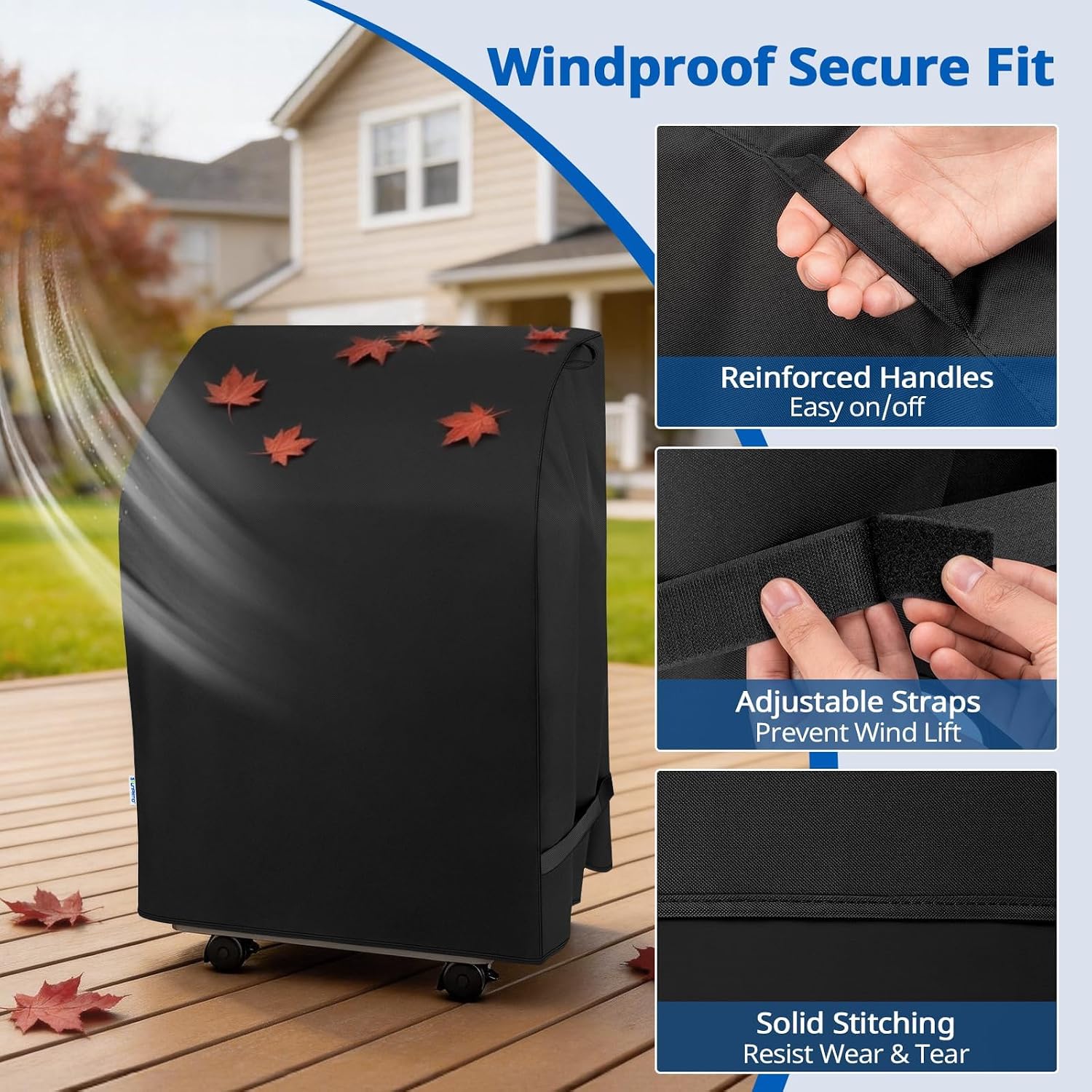 2 Burner Gas Grill Cover 32 inch, Heavy Duty Waterproof Small BBQ Grilling Cover, Compatible for Weber Char-Broil Nexgrill and More Grills with Collapsed Side Tables, All Weather Protection