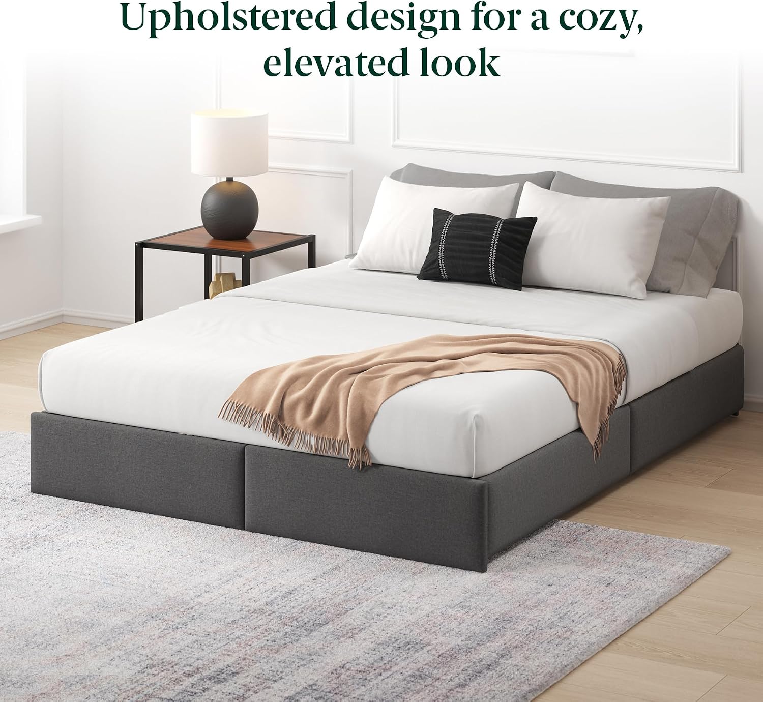Zinus Maya Platform Bed Frame, Four Underbed Storage Drawers, Full | Secure Locking Drawers, Modern Upholstered Look, Minimalist Design, Straightforward Assembly, No Box Spring Needed
