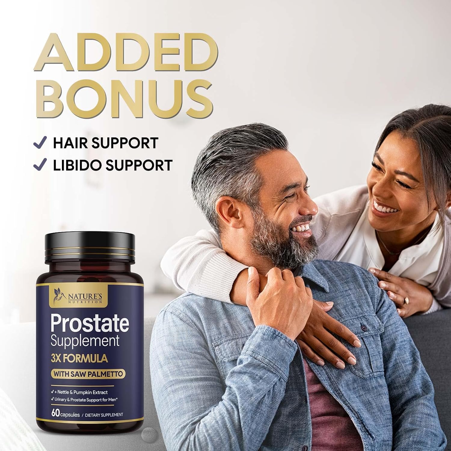 Prostate Health Supplements for Men - 3X Strength with Saw Palmetto Blend Stinging Nettle Root & Pumpkin Seed Support Complex - Supports Bathroom Trips Prostate & Urinary Health - 60 Capsules