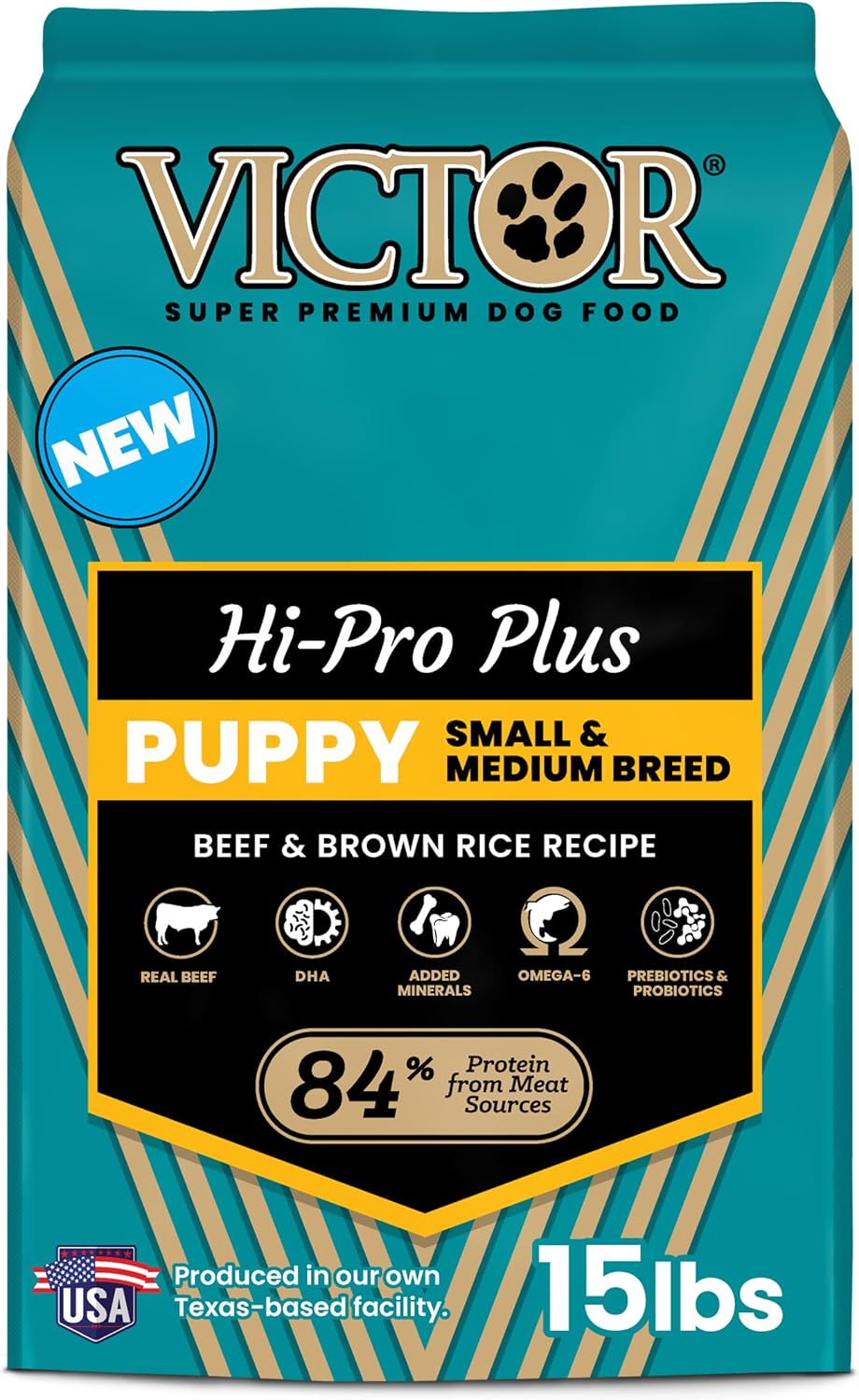 VICTOR Hi-Pro Plus Dry Dog Food - High Protein Gluten Free Dry Kibble, 5lb | Super Premium Dog Food, 30% Protein, Beef, Chicken, Pork and Fish Meals, For High Energy & Active Dogs & Puppies, 5lbs