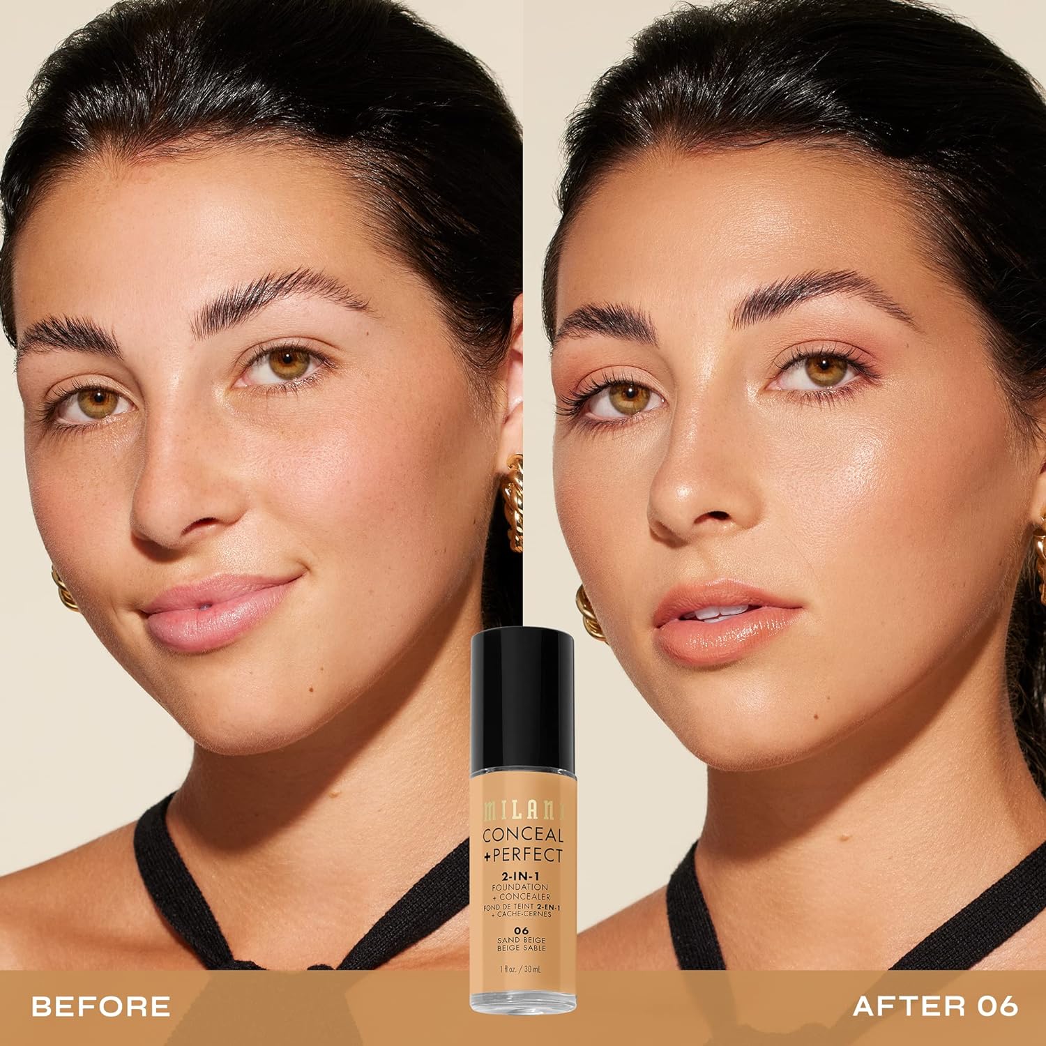 Milani Conceal + Perfect 2-in-1 Foundation + Concealer Makeup -13-Chestnut | Medium-To-Full Coverage, Natural-Matte Finish. Under Eye Corrector, Cover Redness & Imperfections. Waterproof & Sweat-Proof.