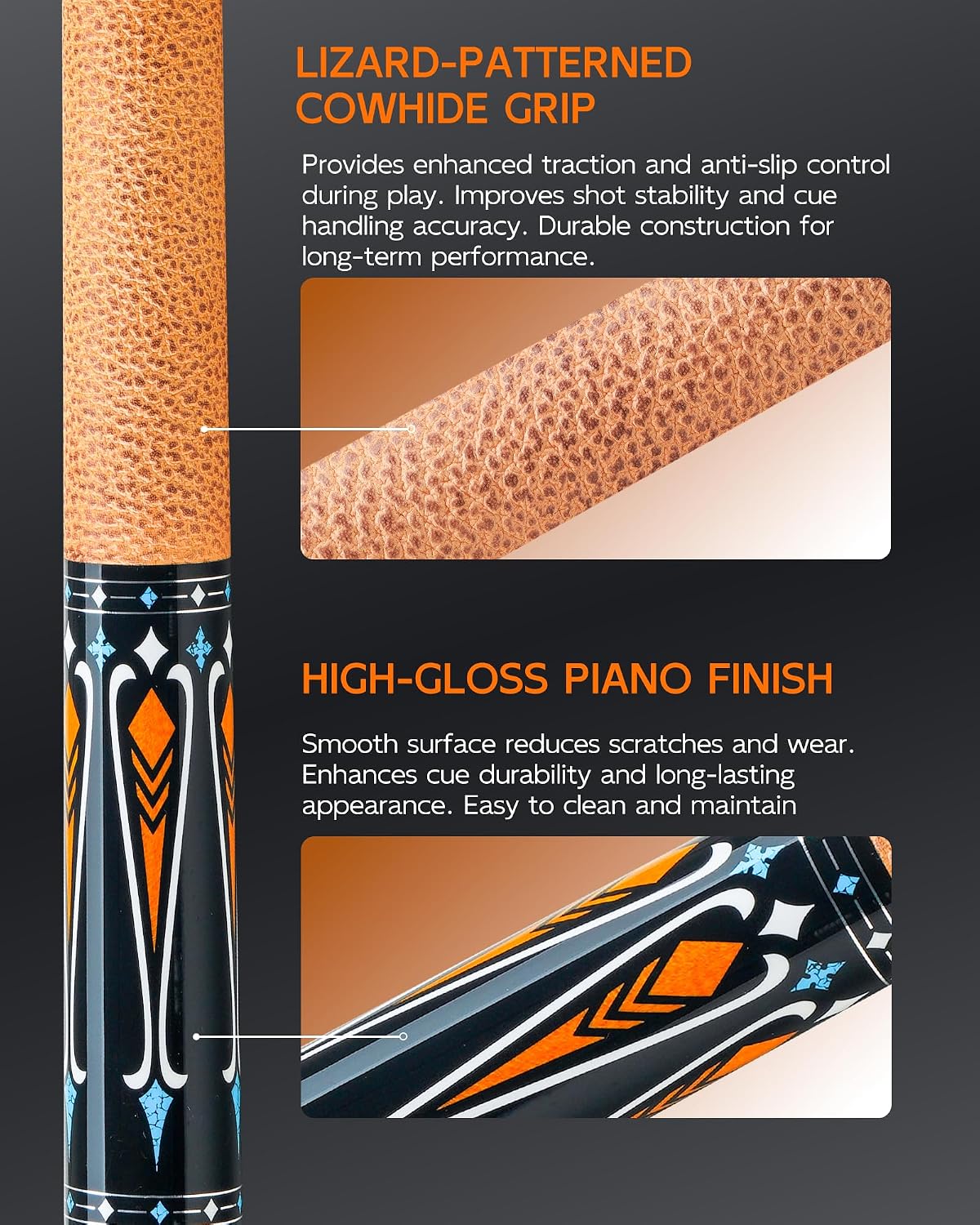 KONLLEN Carbon Fiber Pool Cue Stick 58-inch Professional Pool Sticks for Adults Full Carbon Technology Low Deflection Pool Cue Billiard Cues with 12.5mm Tip (Easy to Control, Pro Taper, Ultra-Smooth)