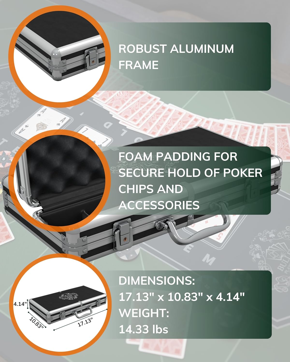 Bullets Playing Cards | Poker Set Corrado | 500 Clay Poker Chips (14 g) with Aluminum Case & Playing Cards – Texas Hold’em