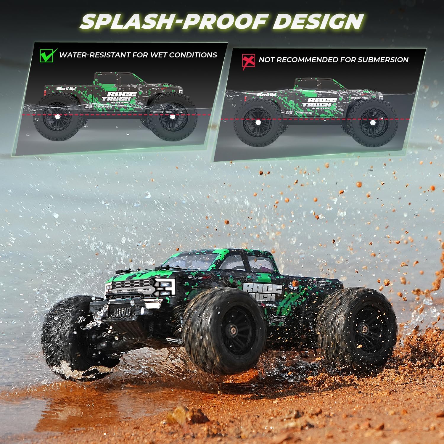 HAIBOXING 18859 1:18 Scale All Terrain RC Car, Hobby 4WD Remote Control Car | 2.4GHz Electric RC Vehicle 36 KPH High Speed 4X4 Waterproof Off-Road RC Truck with Two Rechargeable Batteries for RC Driving