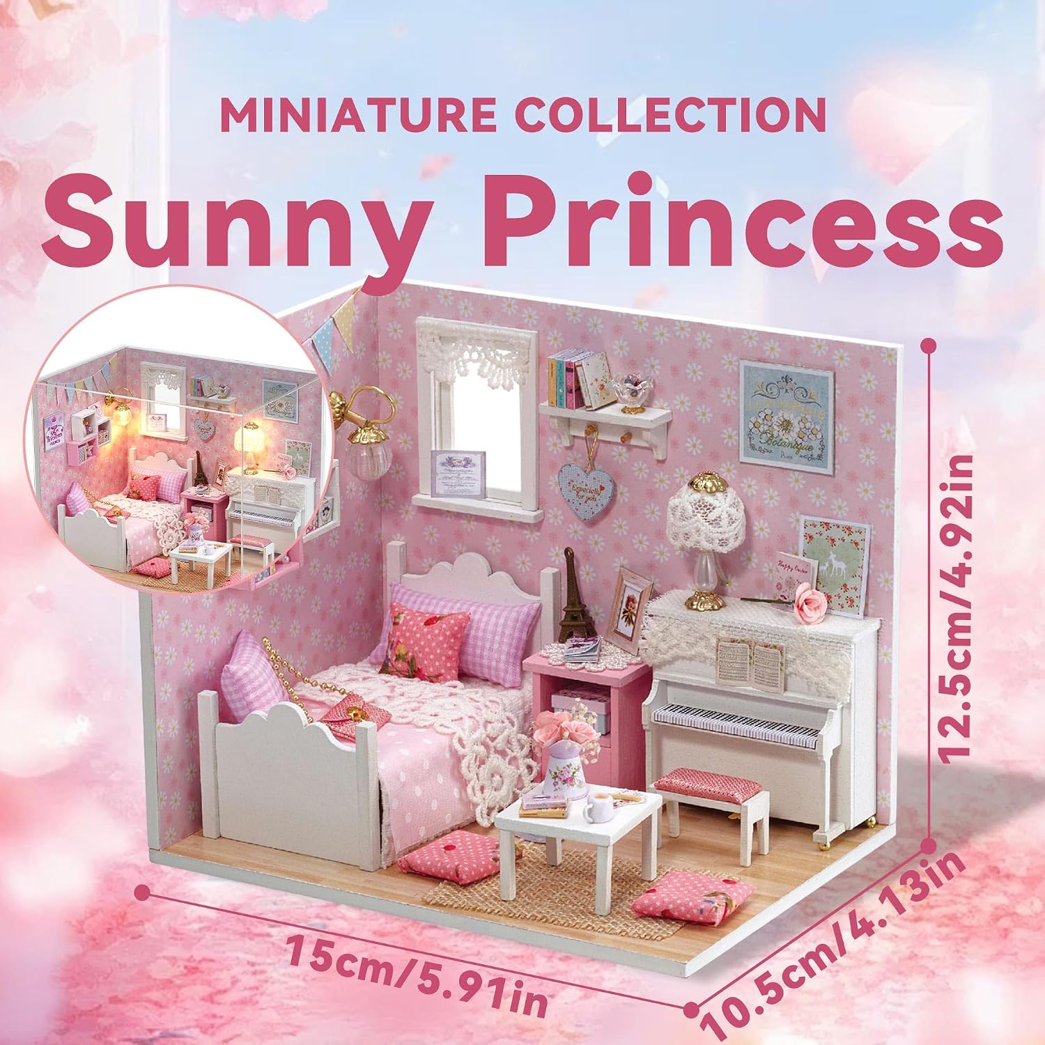 Flever DIY Miniature House Kit, Tiny Home Kit with LED Light, Mini House Build Craft Kits for Adults and Teens