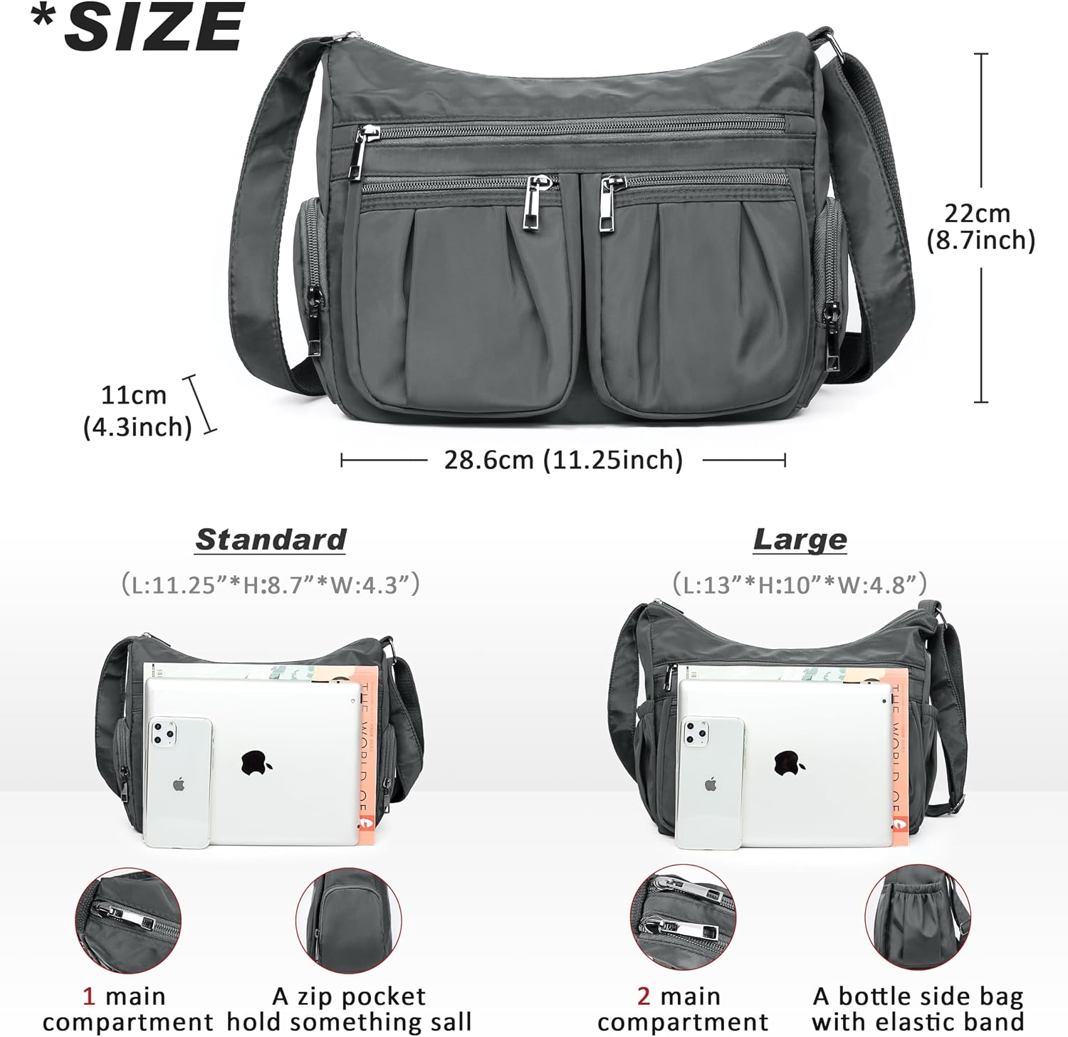 VOLGANIK ROCK Crossbody Purses for Women Shoulder Handbags Lightweight Waterproof Nylon Travel Bag Ladies Pocketbooks