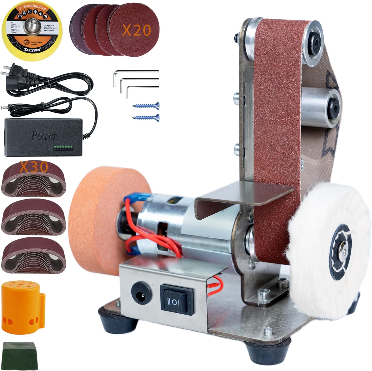 Mini Belt Sander, Electric Small Sander Knife Sharpener, 5"x6.8"x5.5" | Compact Design, Multi-Purpose, Electric Powered, Knife Sharpening, Portable Sander