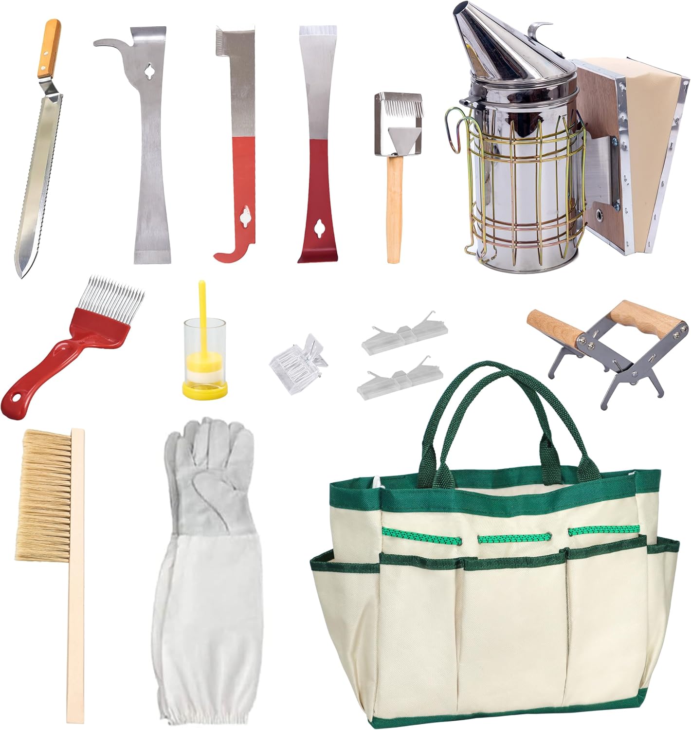 BeeCastle 14 Pcs Beekeeping Tools Starter Kit