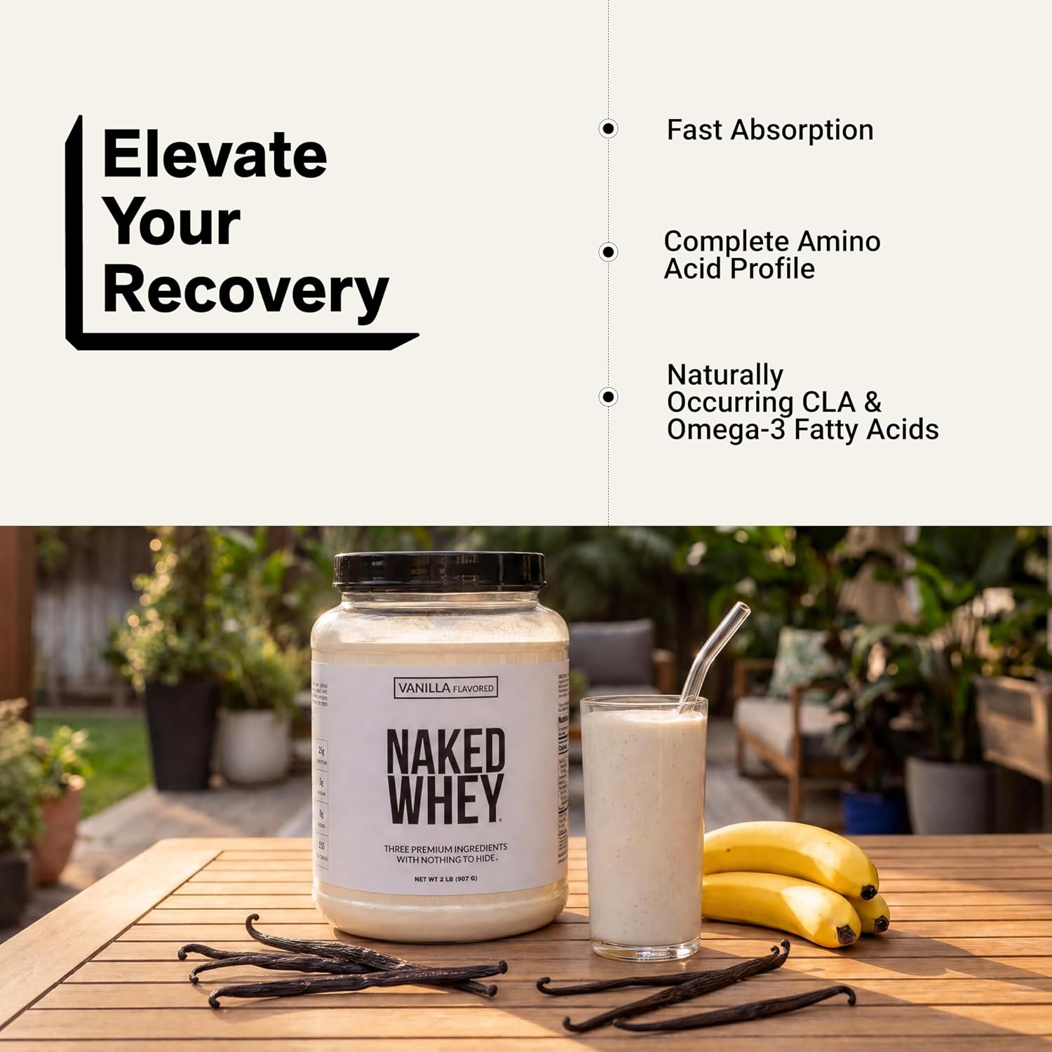 NAKED Whey 5LB 100% Grass Fed Unflavored Whey Protein Powder - Only 1 Ingredient, NSF Certified, Undenatured, Gluten Free, Soy Free, Promote Muscle Growth and Recovery - 76 Servings
