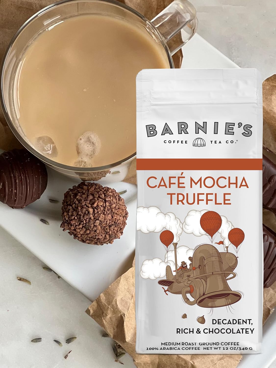 Barnie's Coffee English Salted Toffee Ground Coffee with Caramel, Molasses and Salted Creamy Butter Flavors, Medium Roasted Arabica Coffee Beans