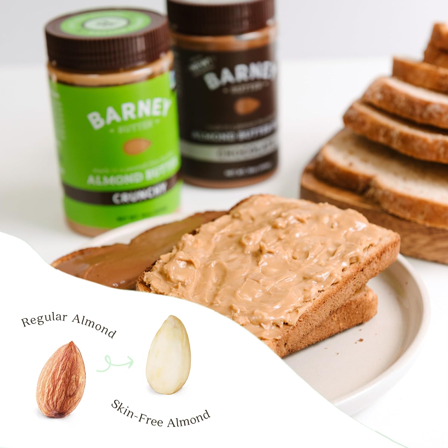 Barney Butter Almond Butter, Bare Smooth, 16 Ounce Jar, No Added Sugar or Salt, Skin-Free Almonds, No Stir, Non-GMO, Gluten Free, Keto, Paleo, Vegan