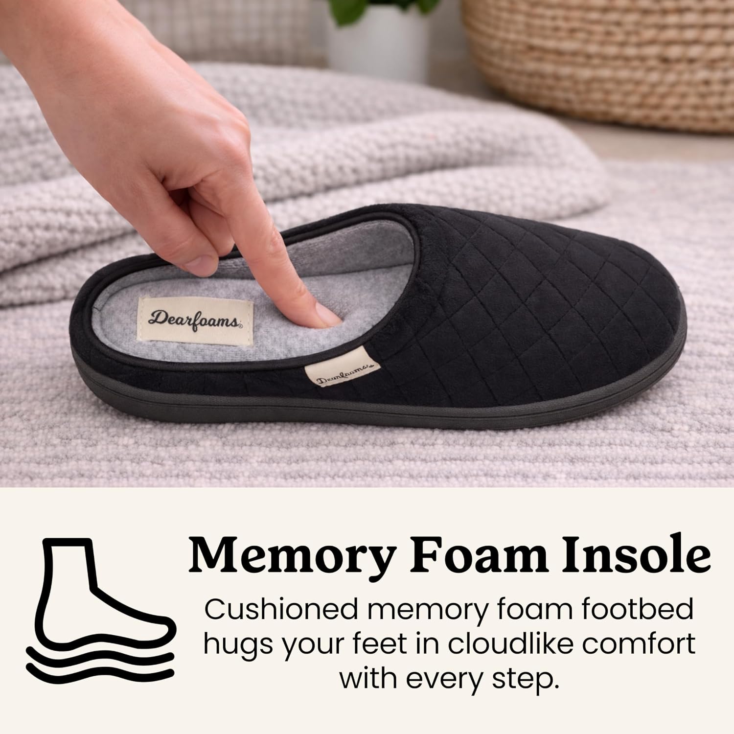 Leslie Terry Clog House Shoes with Memory Foam, Indoor Slippers with Wide Widths