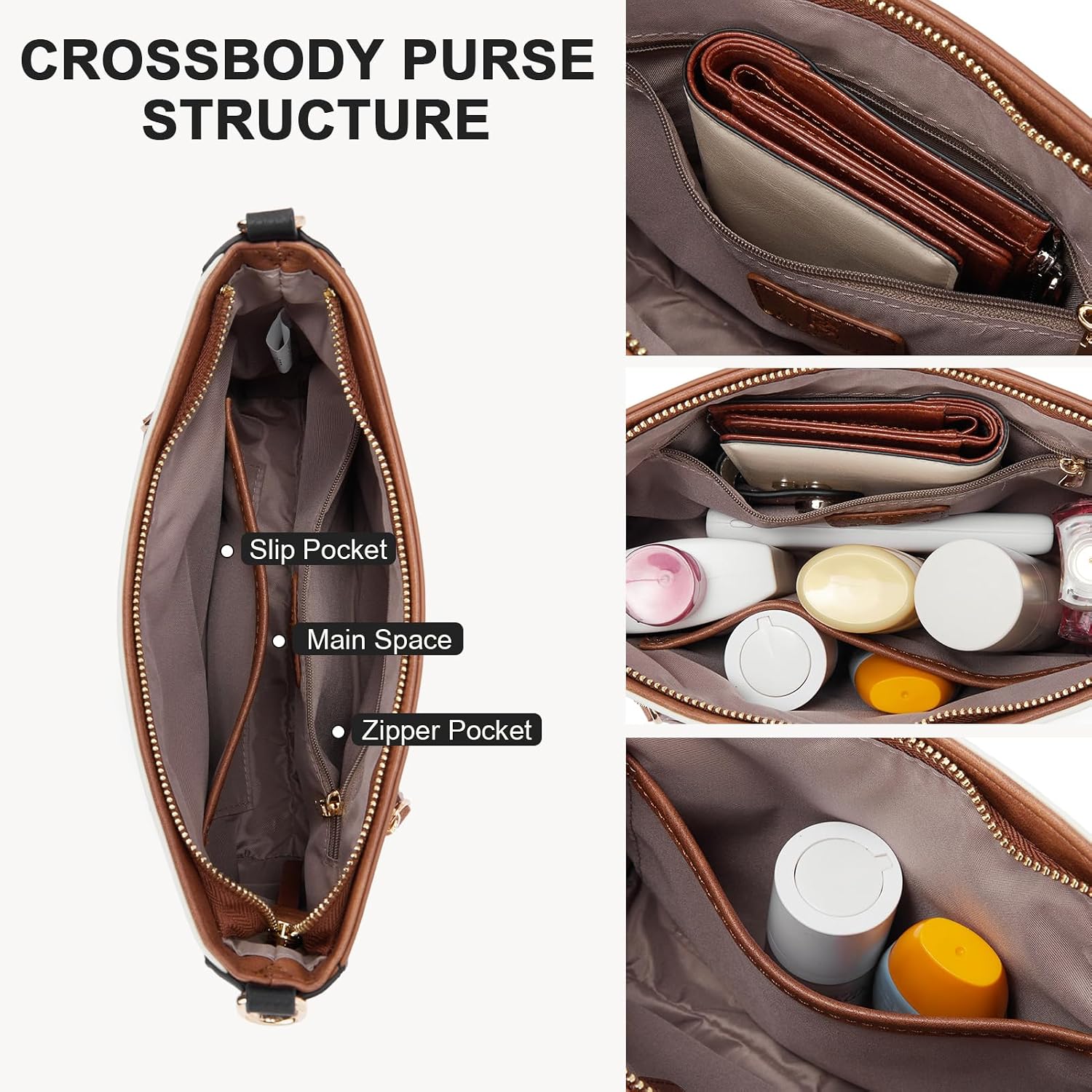 BOSTANTEN Crossbody Purses for Women Medium Shoulder Bag Quilted Handbags with Zipper Pocket