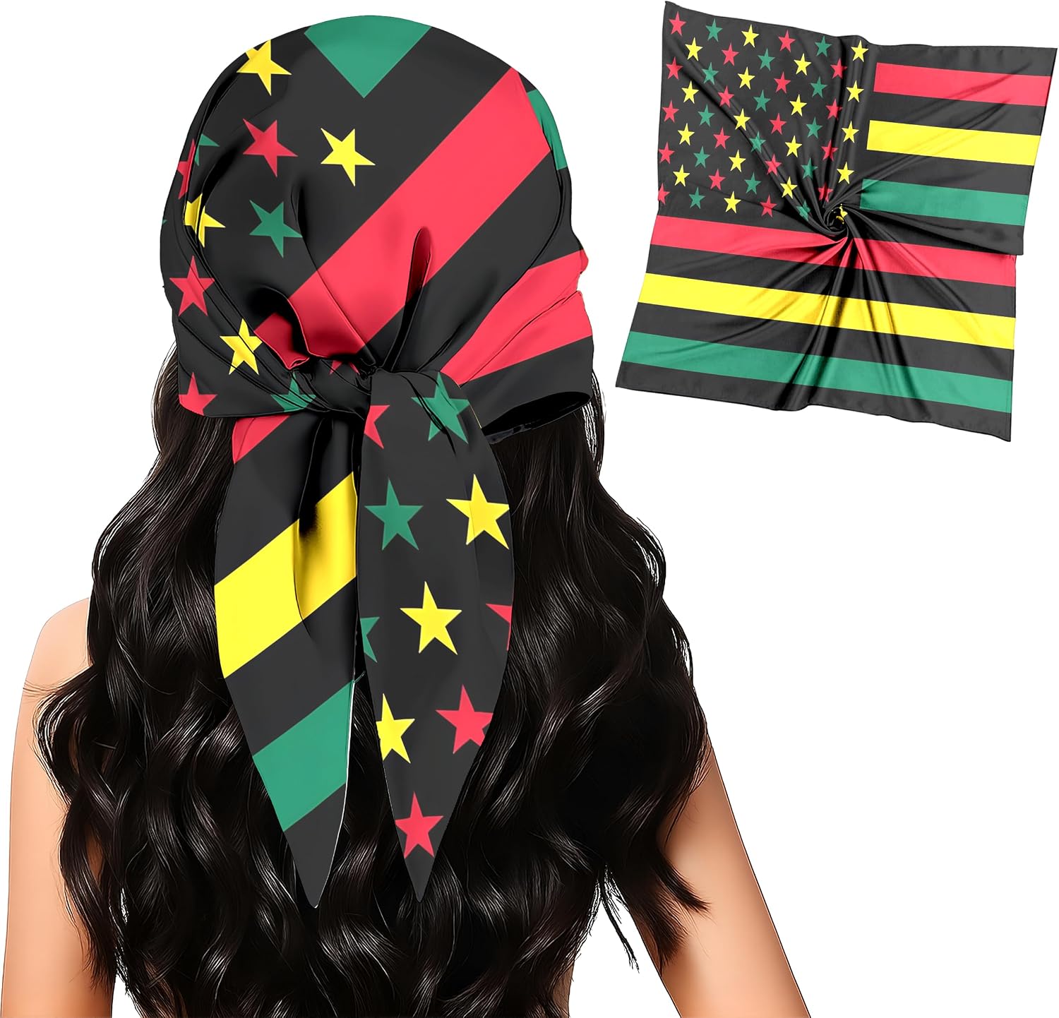 Fashion Bandana Women,Flag Silk Scarf,27.5x27.5 Large Square bandanas,Satin Hair for Sleeping,Travel,for Gift