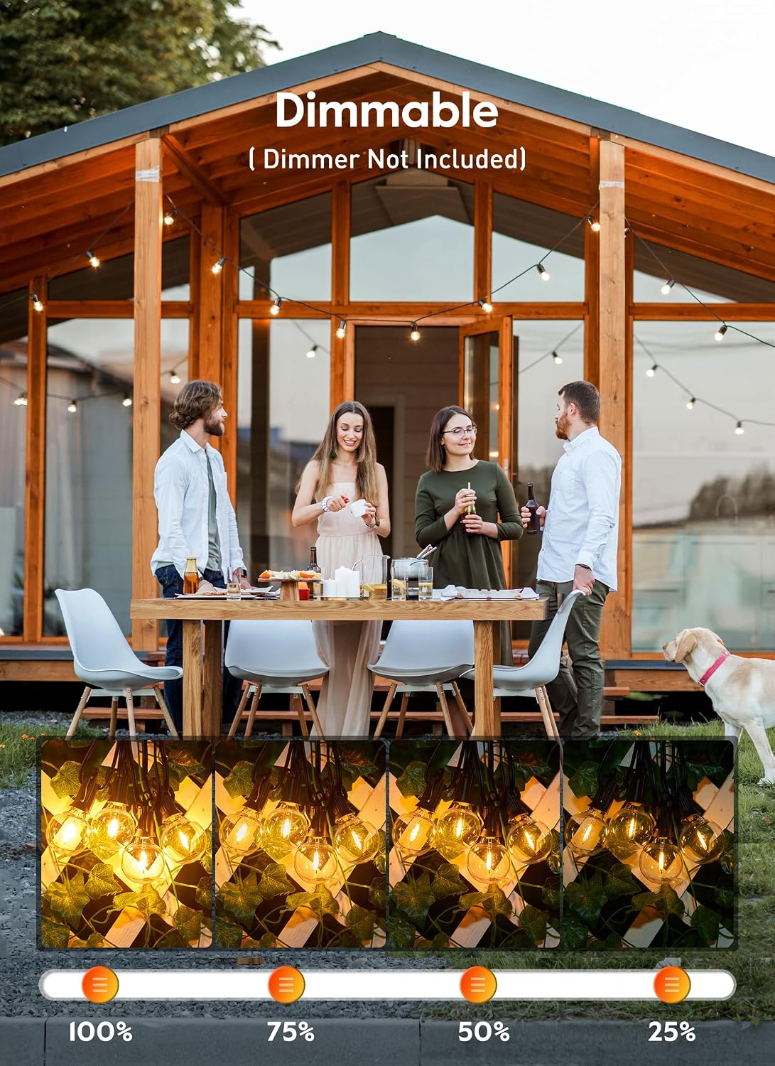 Brightown 25 Pack G40 LED Replacement Bulbs, E12 Base, 2200K, Warm White | Shatterproof Plastic LED Light Bulb, Waterproof, Dimmable, 1.5" Edison Light Bulbs for Indoor Outdoor Patio Backyard Decor