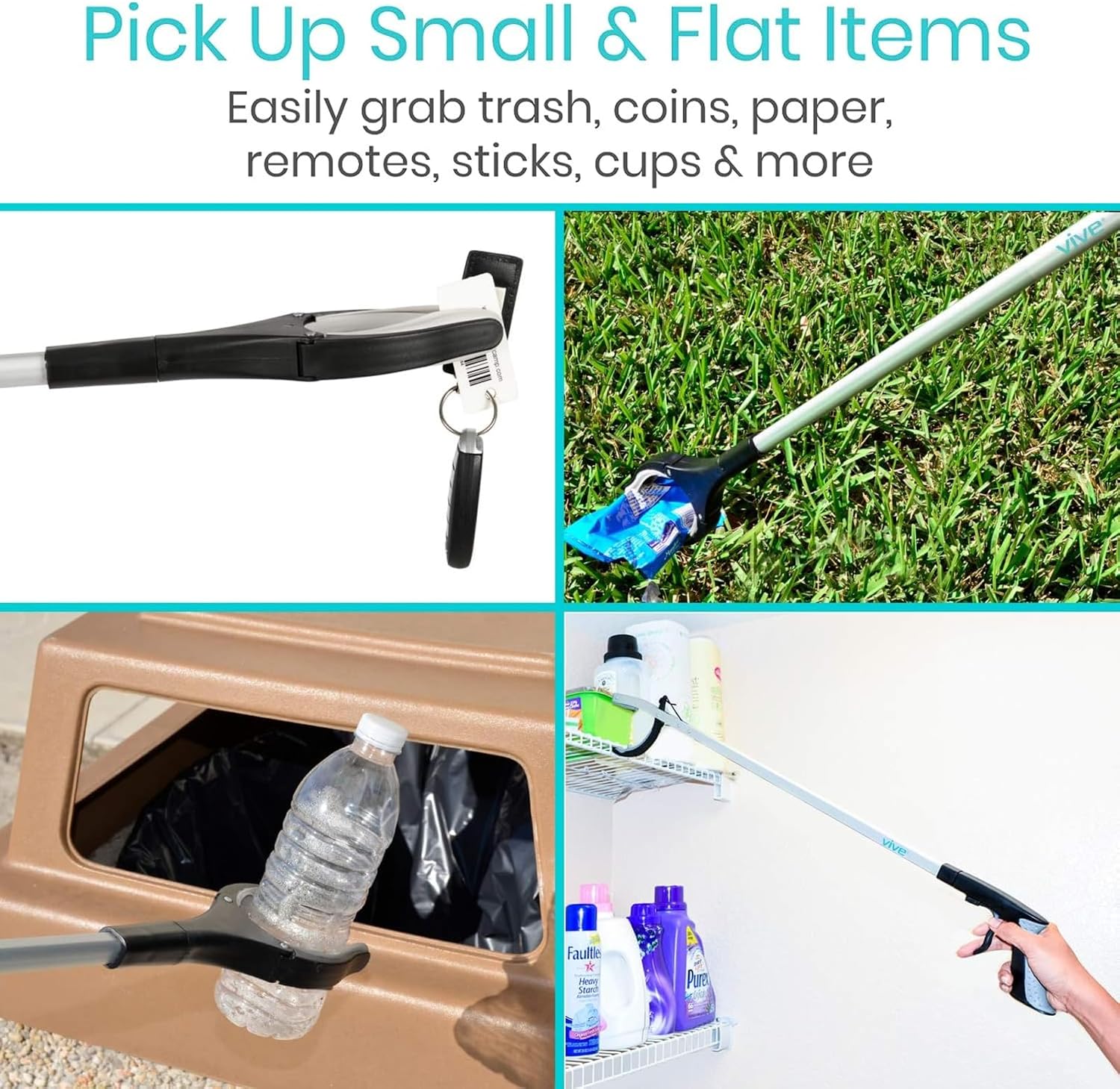 Vive Reacher Grabber 32" - Extra Long Mobility Aid - Rotating Hand, Heavy Duty Grip Arm - Reaching Assist Tool for Trash Pickup, Litter Picker, Garden Nabber, Disabled, Handicap Arm | Duty Grip Arm - Reaching Assist Tool for Trash Pickup, Litter Picker,…