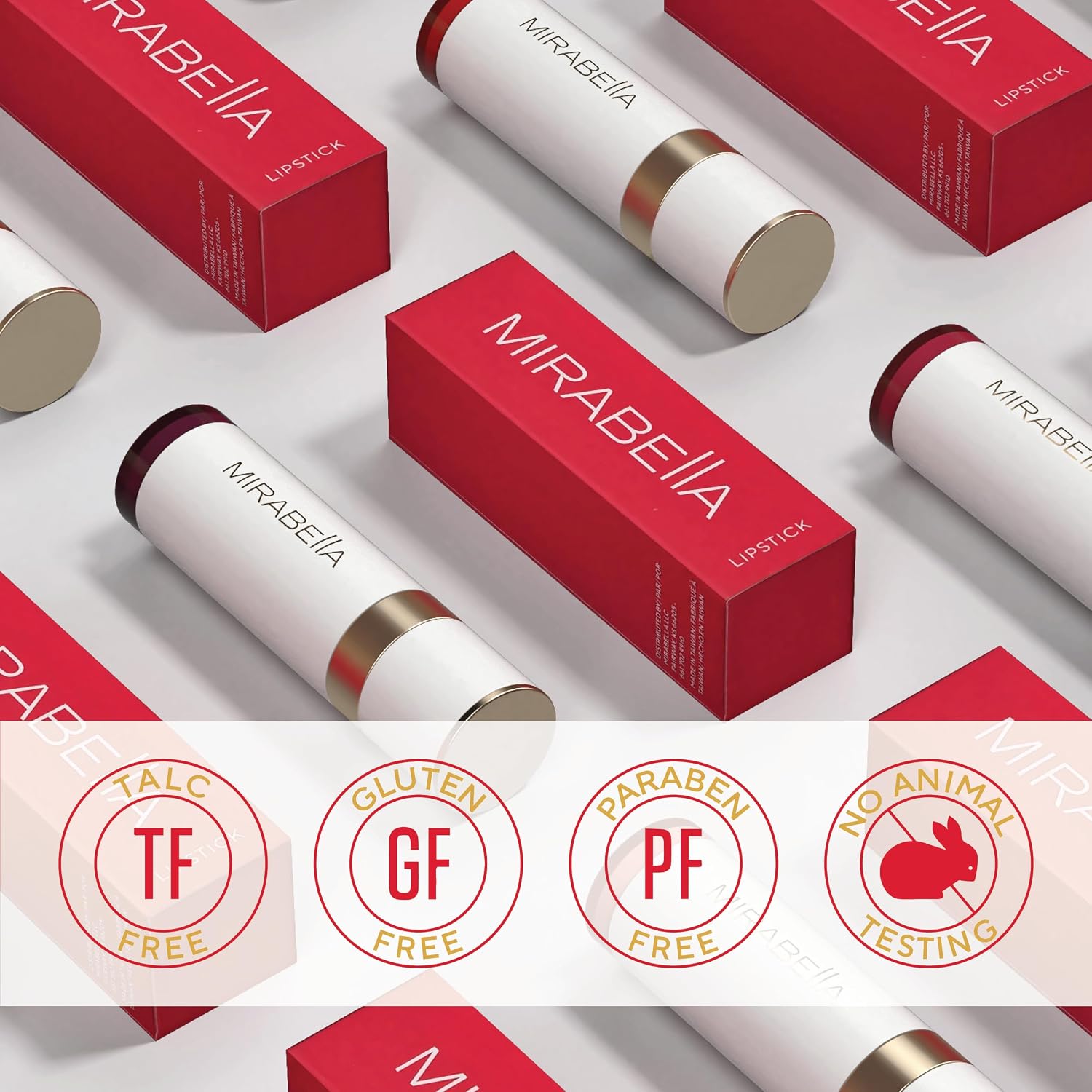 Mirabella - Sealed with a Kiss Smudge Proof Lipstick, Long-Lasting No-Bleed Lip Makeup, Hydrating Lip Color with Vegan Lanolin & Vitamin E, Perfect Red