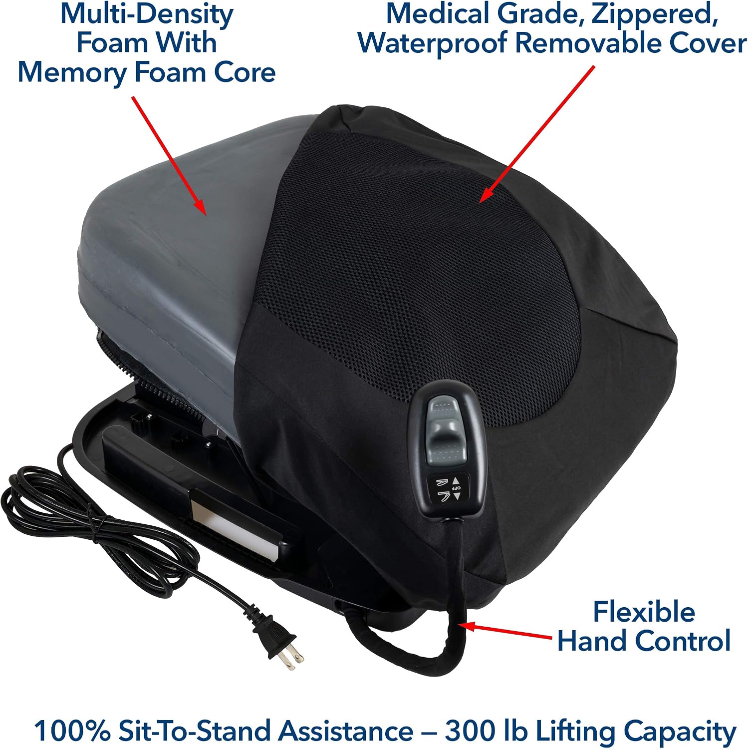 Carex Premium Power 20 inch Chair Lift for Stand Assist - Chair Lift Assist Devices for Easy Lift Assist - Fully Electric Power Seat for 100% Sit to Stand Lift Supports up to 300 lbs