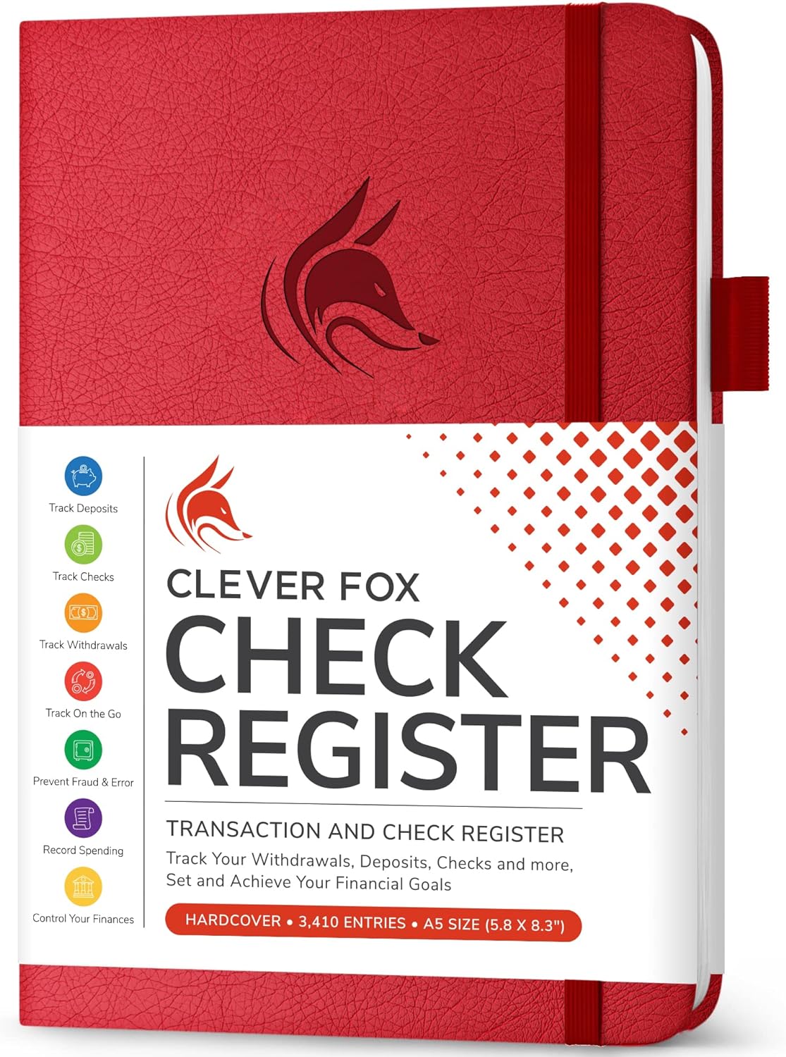 Clever Fox Check Register Book, Checkbook Ledger, 5.8x8.3 Purple