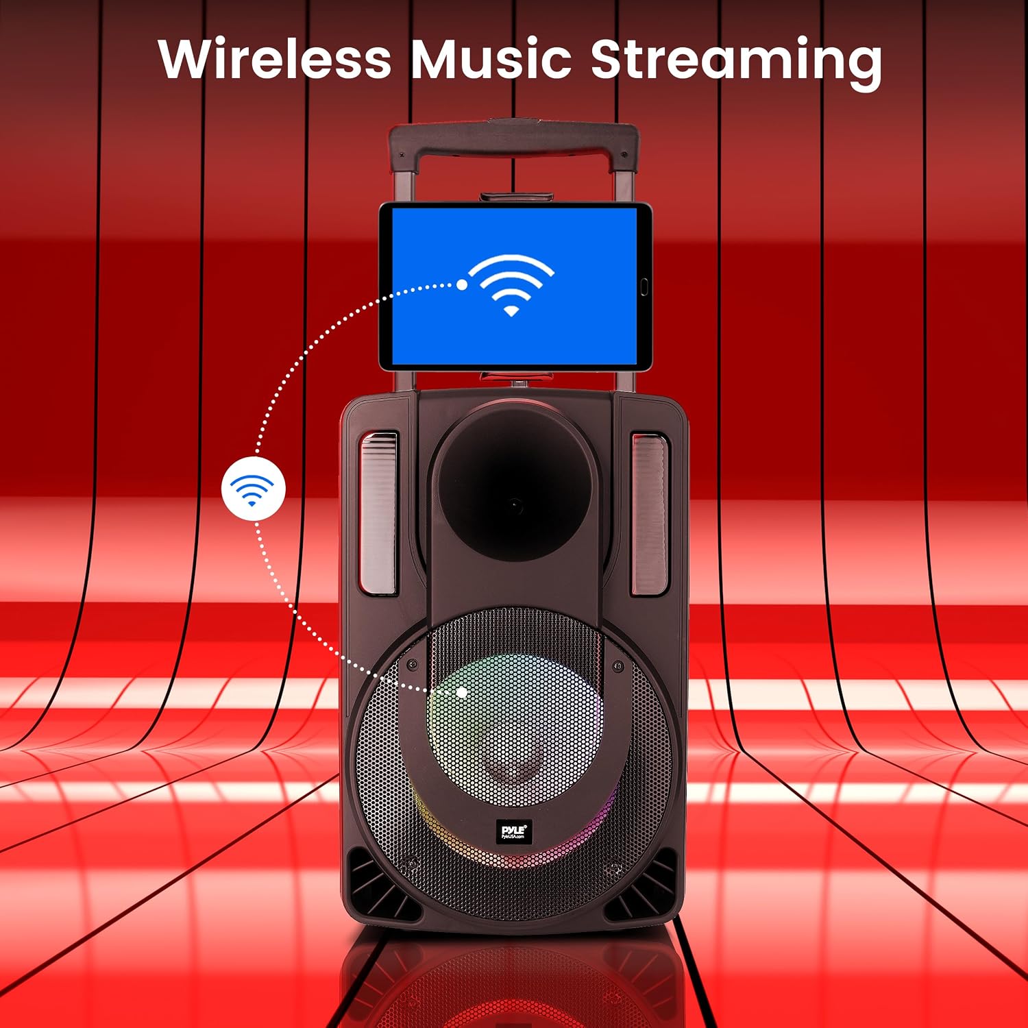 Pyle 8’’ Portable PA Speaker System - 280 Watts PA & Karaoke Speaker with Two Wireless & 1 Wired Microphone, Wireless Bluetooth Streaming