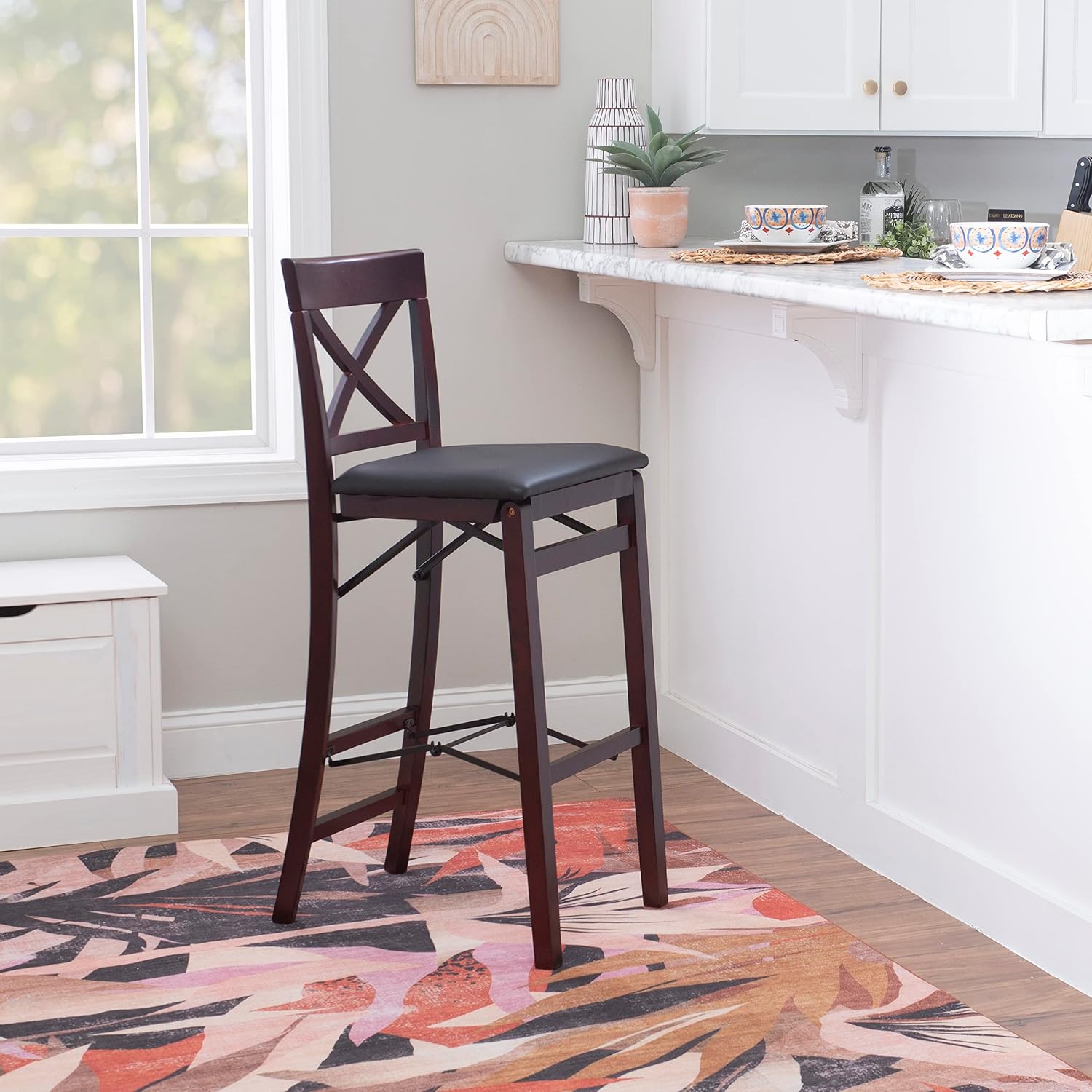 Linon Triena X Back Folding Counter Stool, Brown