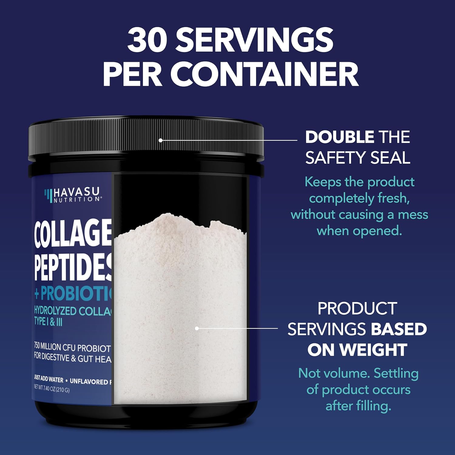 Collagen Peptides Powder with Probiotics, Unflavored, Hair, Skin & Nails