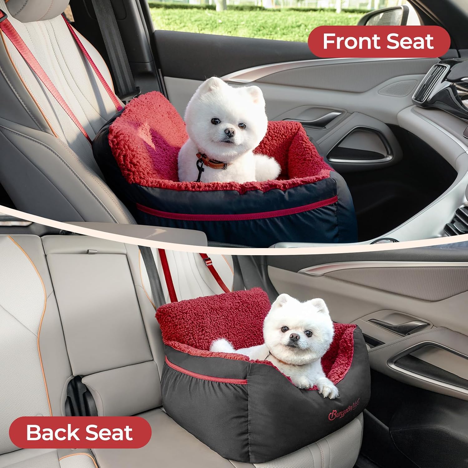 BurgeonNest Dog Car Seat for Small Dogs & Cats Under 25 lbs,Black