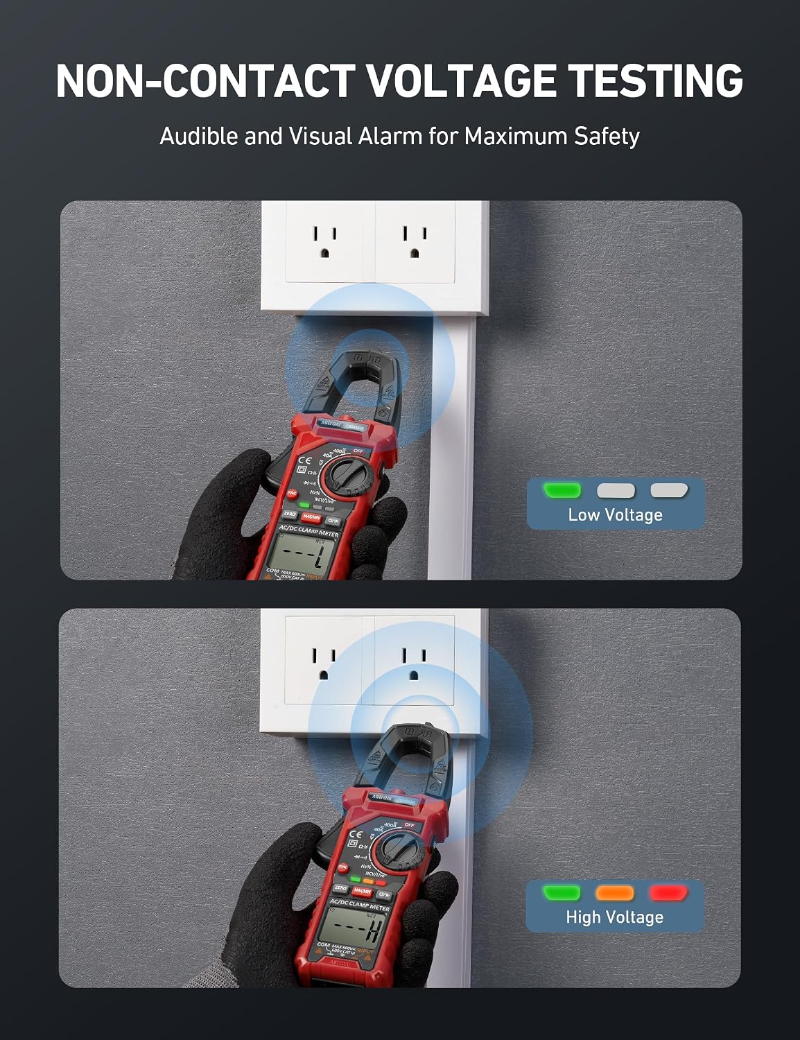 AstroAI Digital Clamp Meter Multimeter 2000 Counts Amp Voltage Tester Auto-ranging with AC/DC Voltage, AC Current, Resistance, Capacitance, Continuity