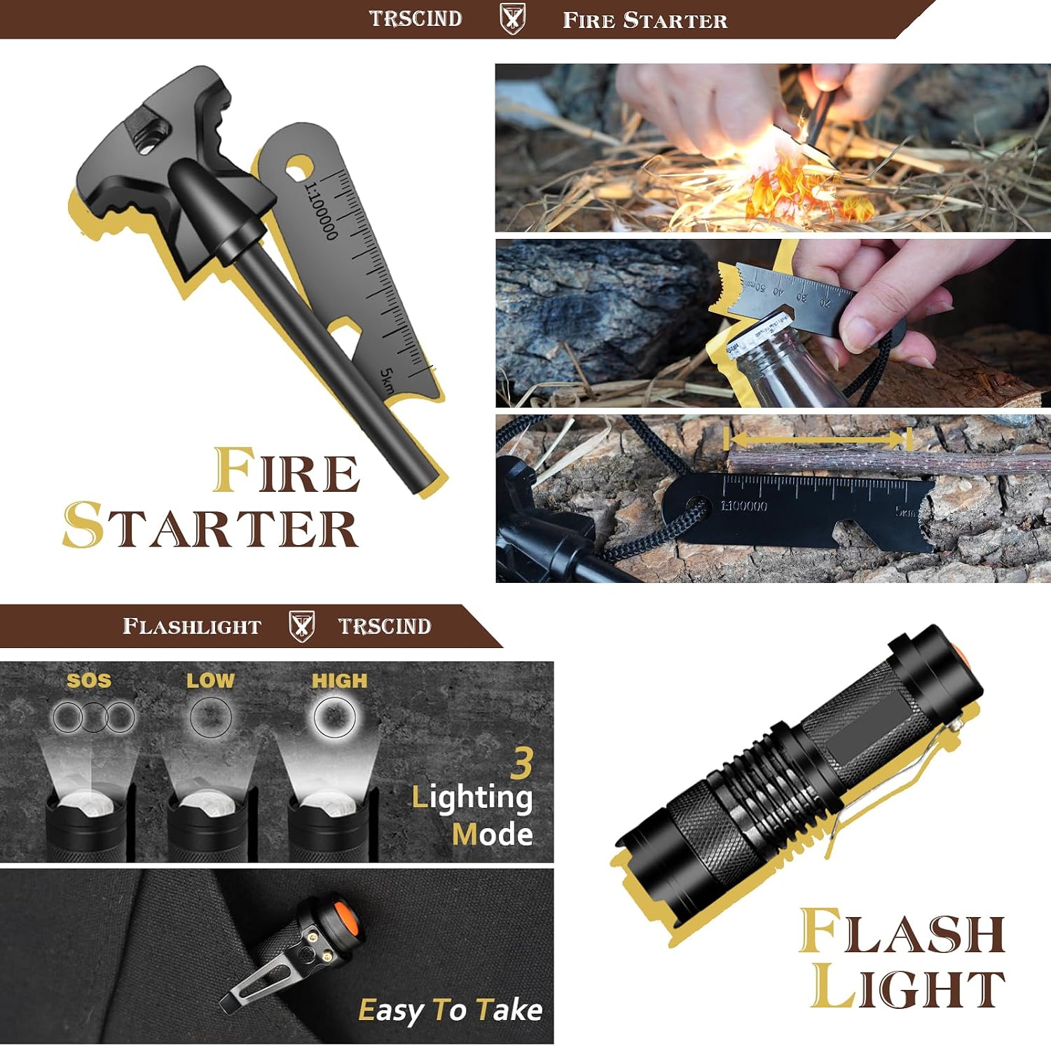 Survival Kit 14 in 1, Gifts for Men Dad Husband, Emergency Survival Gear and Equipment, Anniversary Birthday Gifts for Him Boyfriend, Hunting Fishing Camping Accessories