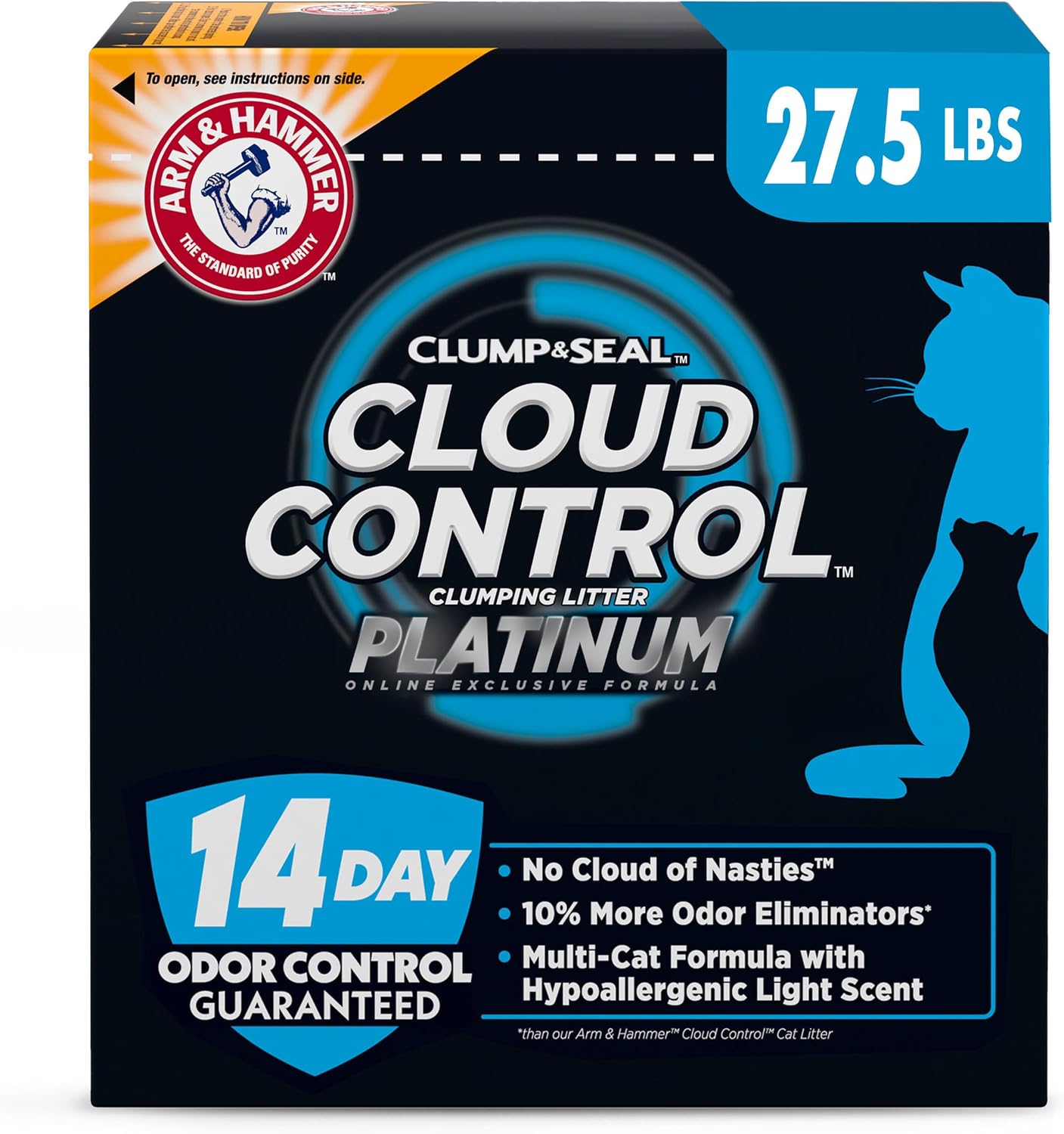 ARM & HAMMER Clump & Seal Platinum Clumping Cat Litter, Exclusive, 27.5 Lbs | Clumping Litter, Rock-Hard Clumps, Baking Soda Odor Eliminators, 14-Day Odor Control