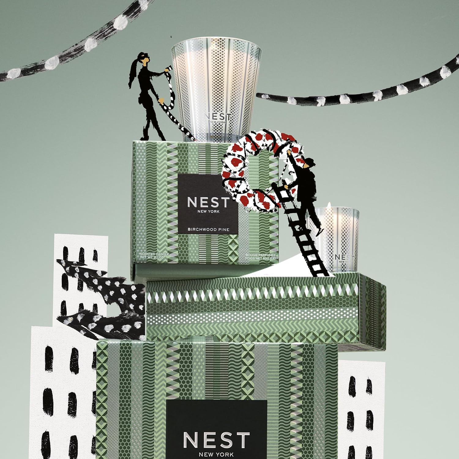 NEST New York Scented Classic Christmas Candle, Holiday - 8.1 oz - Up to 60-Hour Burn Time - Reusable Glass Vessel