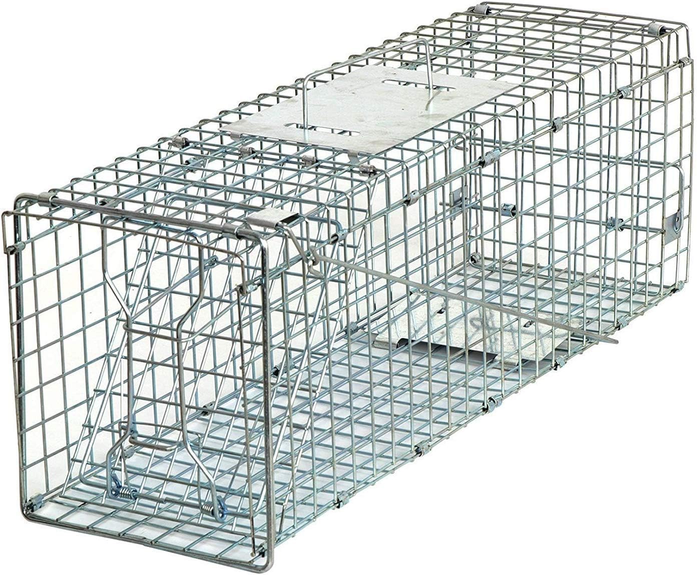 24" x 7.5" x 8" Small Live Animal Trap Steel Cage Catch and Release One Door Humane Rodent Cage Trap for Little Rabbits/Stray Cats/Squirrel/Skunk/Mink/Opossum Outdoor Animals