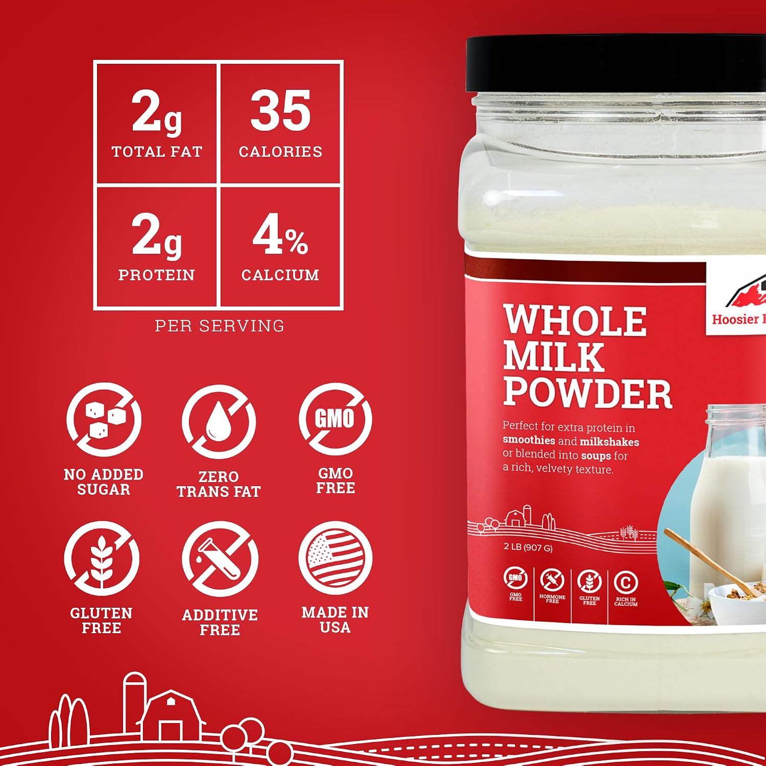 Whole Milk Powder by Hoosier Hill Farm, 1 Pound (Pack of 1)