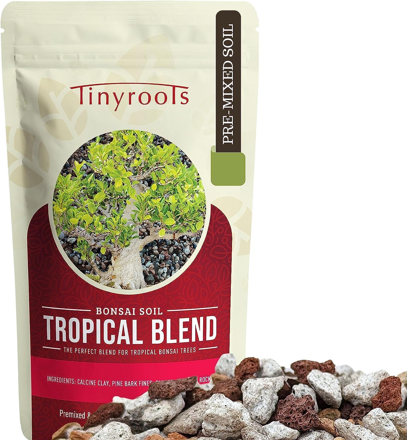 Tropical Bonsai Soil - Tinyroots Ready to Use Bonsai Soil Mix, Fast Draining Pre-Mixed Bonsai Potting Soil, 2.25 Quarts