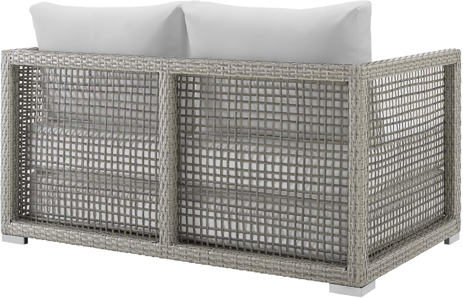 Modway EEI-2924 Aura Wicker Rattan Outdoor Patio 52" Loveseat with Cushions in Gray White
