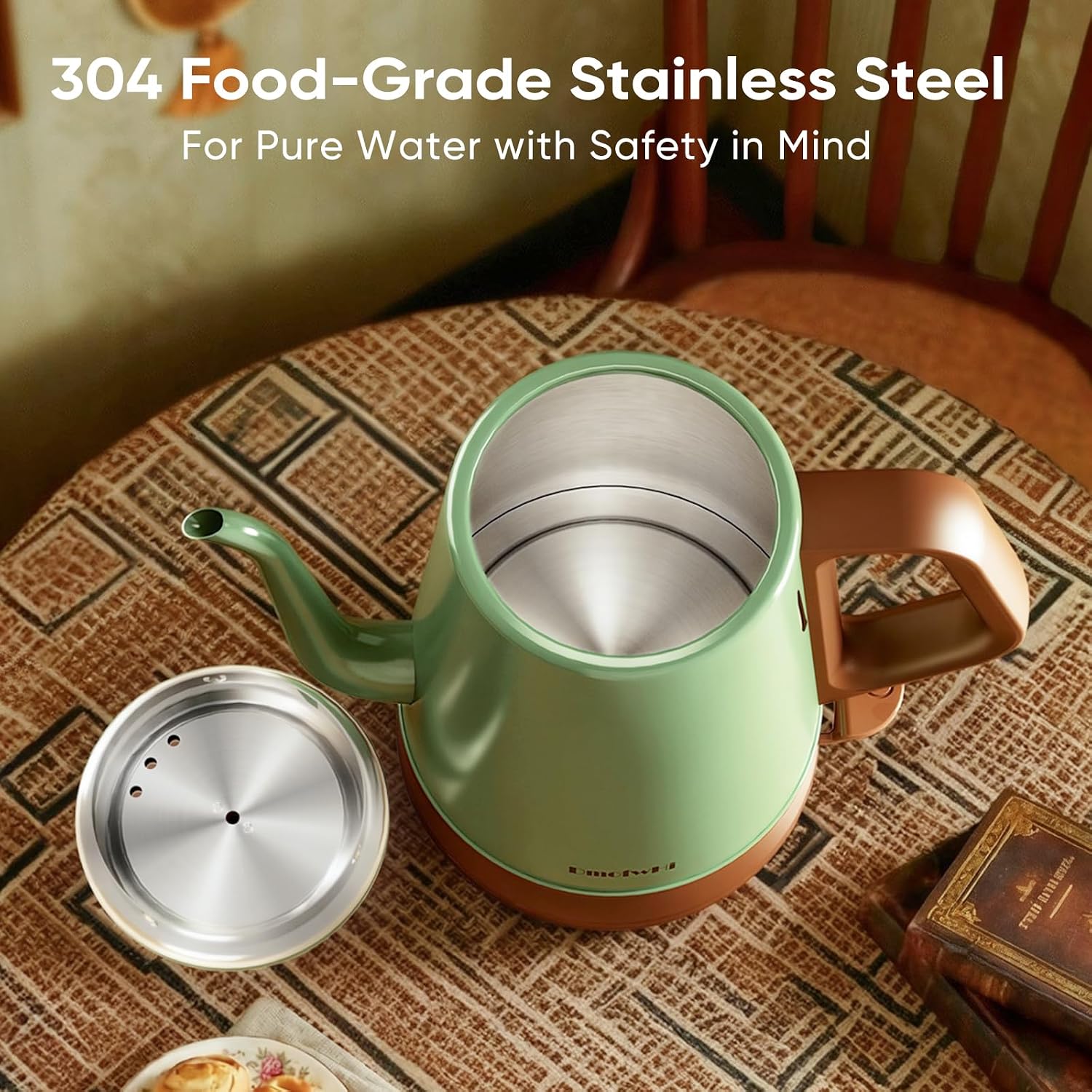 DmofwHi 1000W Gooseneck Electric Kettle (1.0L), 100% Stainless Steel BPA Free Tea Kettle with Auto Shut - Off Protection
