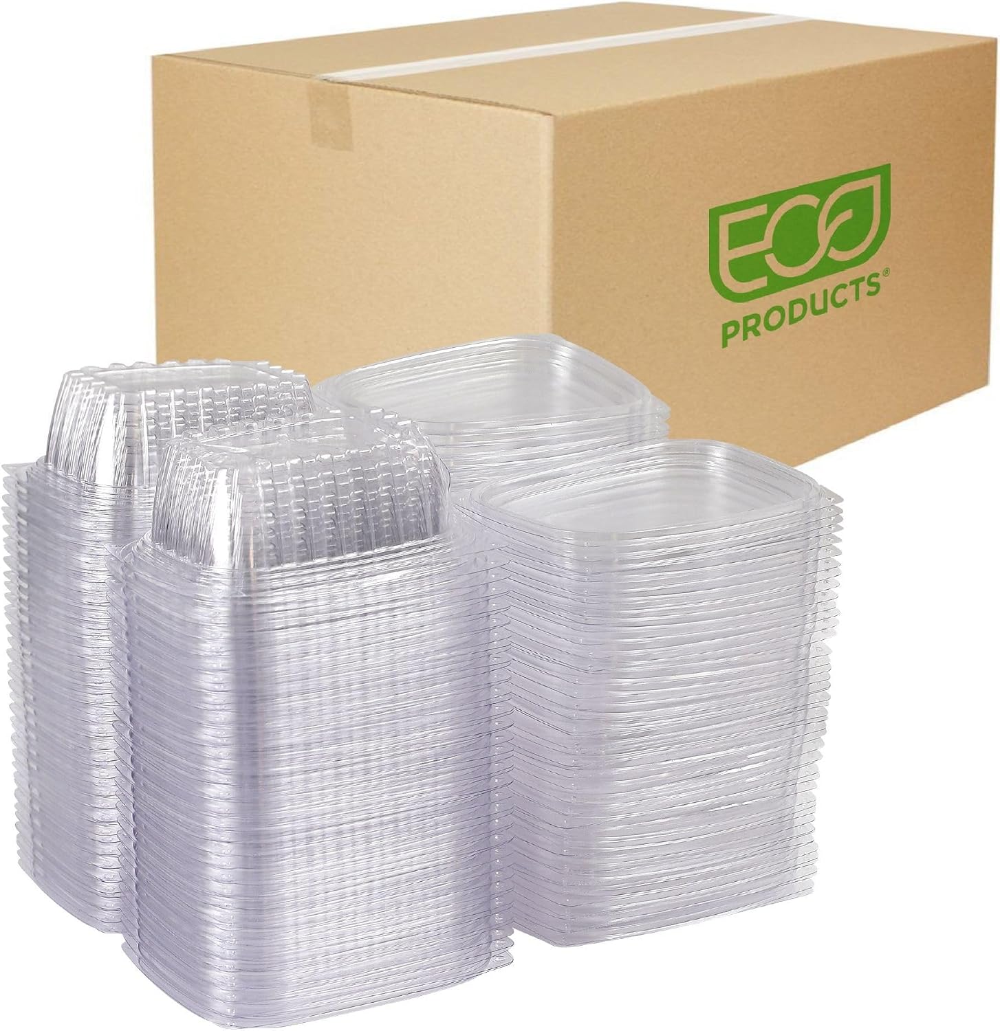 Eco-Products EPRC32 Renewable & Compostable Rectangular Deli Containers - 32oz., 50 Per Pack (Case of 4 Packs), clear