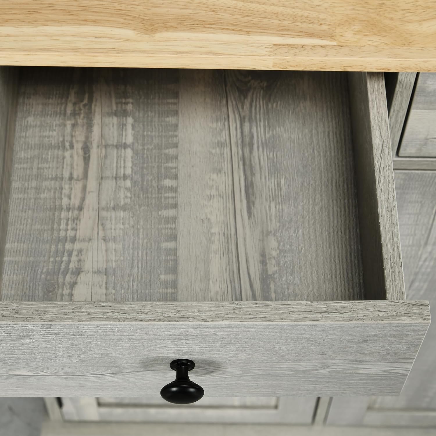 HOMCOM Sideboard Buffet Cabinet Solid Wood Countertop White